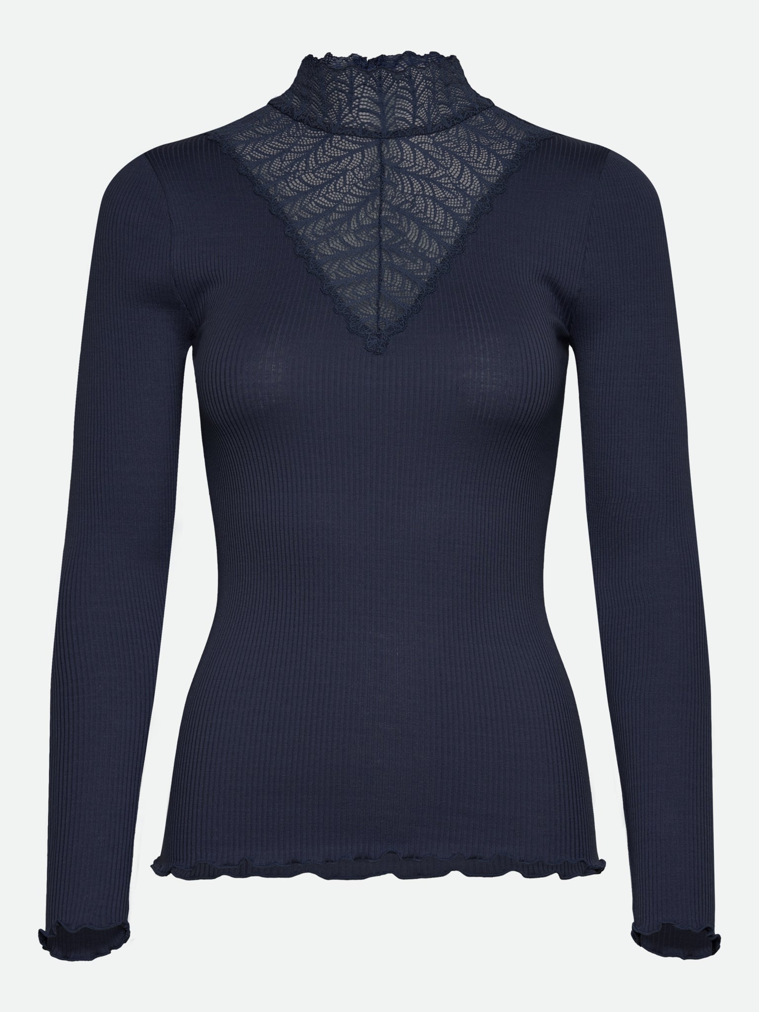 RWBeatha Silk LS Lace T-shirt T-SHIRT LS Rosemunde Woman XS navy