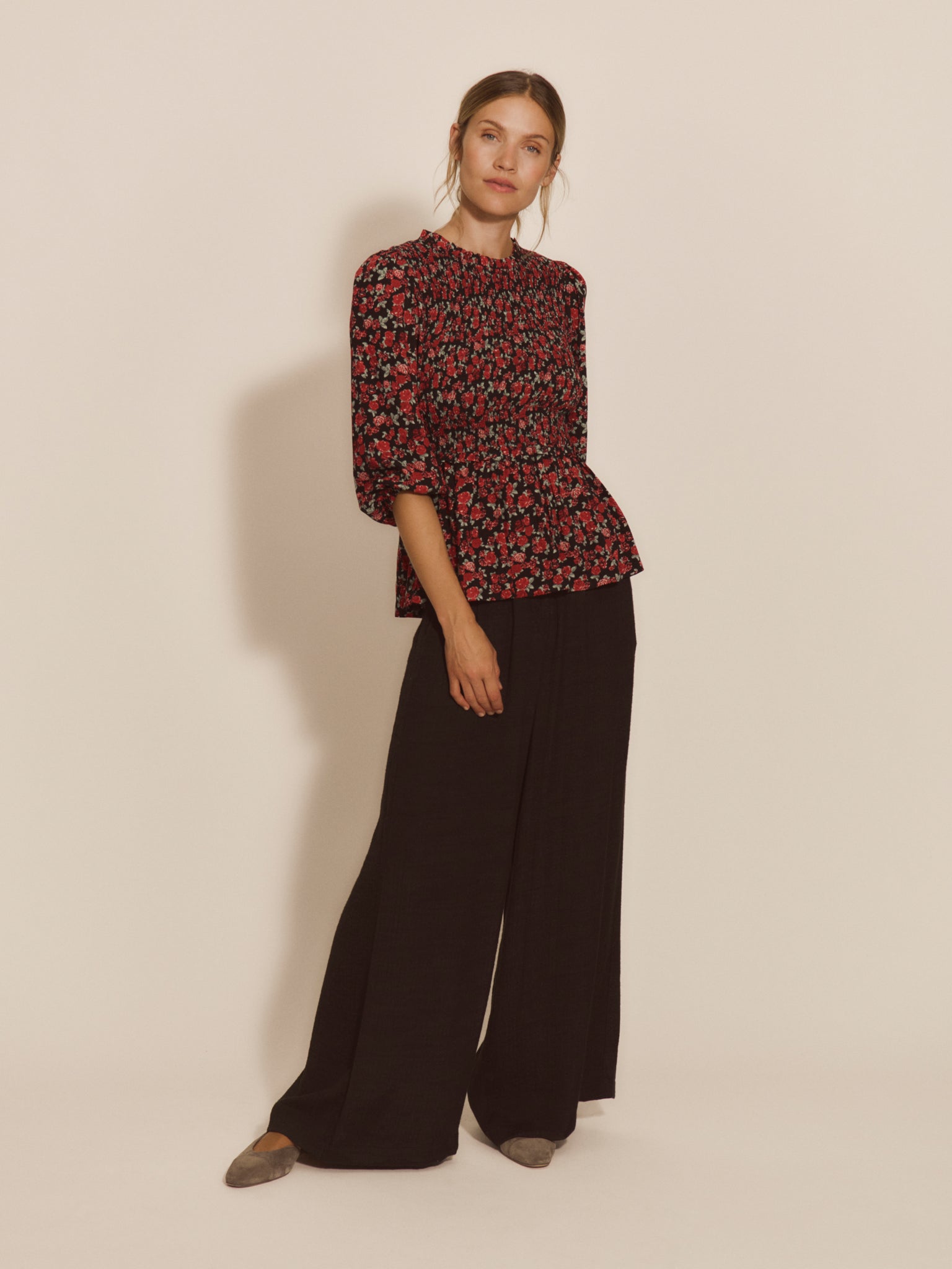 RWElif 3/4 sleeve Smock Blouse