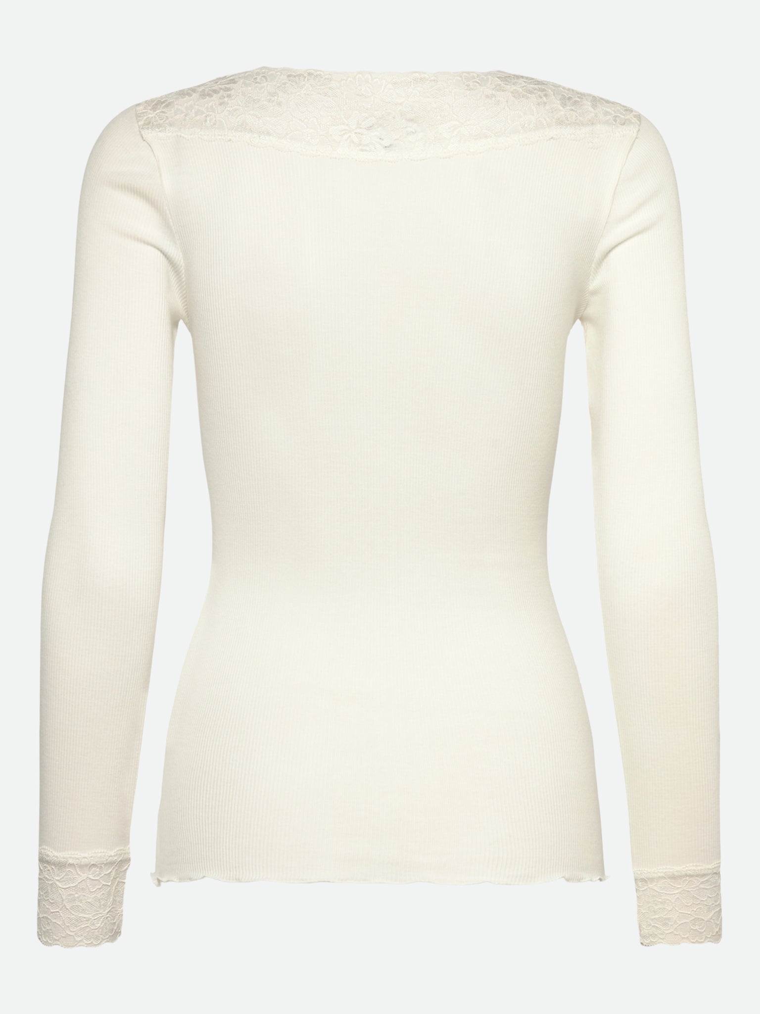 RWBernadine Organic LS V-neck Lace T-shirt T-SHIRT LS Rosemunde Woman