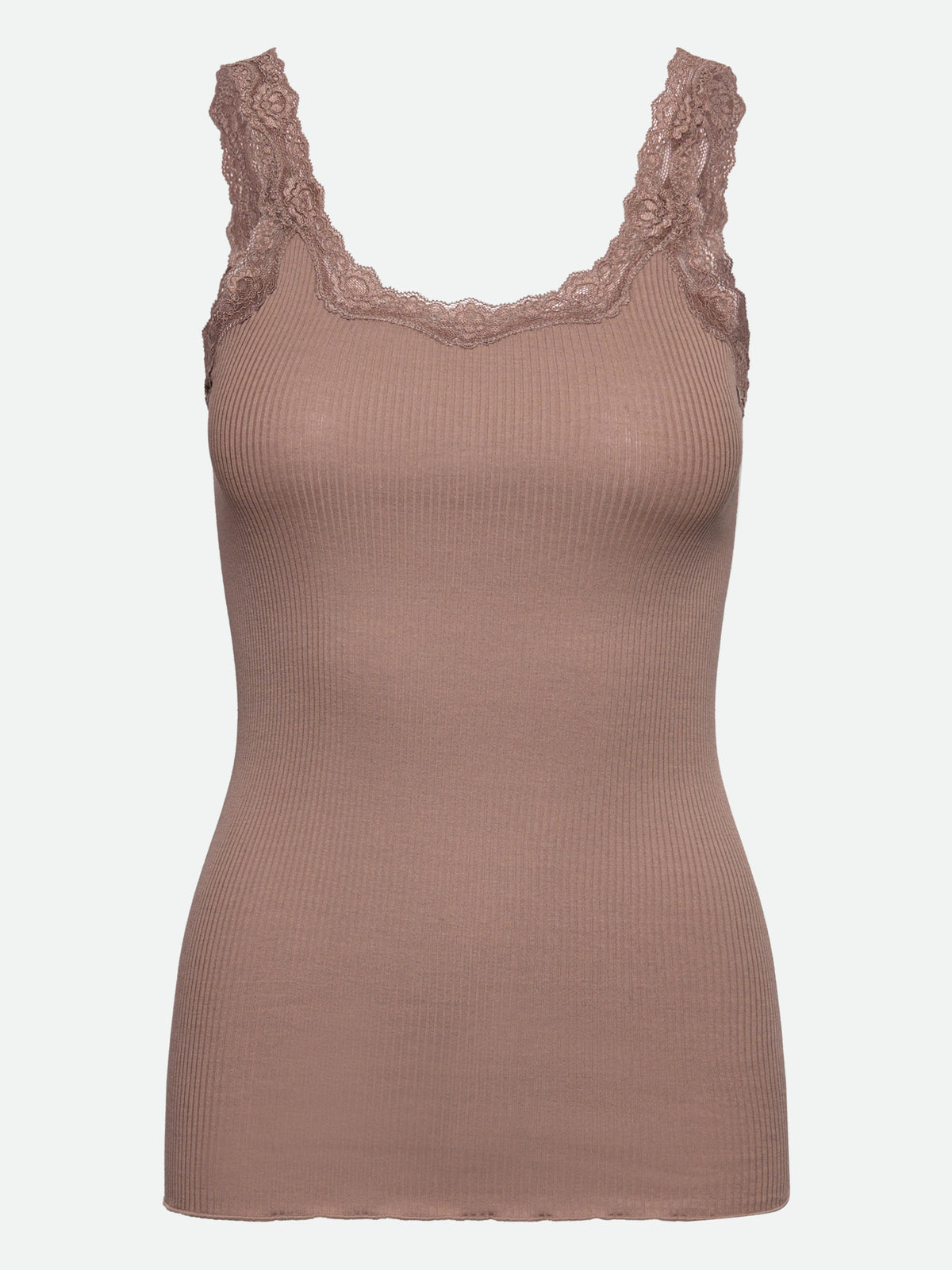 RWBabette Silke SL-top med dyp rygg og blonder
