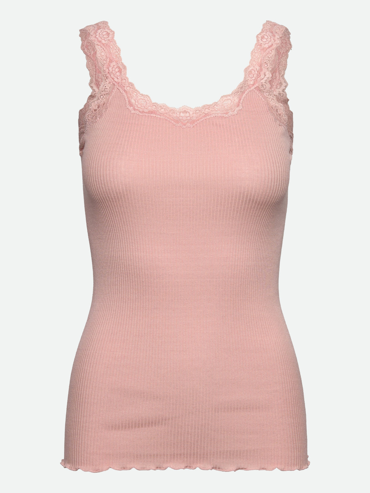 RWBabette Silke SL-top med dyp rygg og blonder