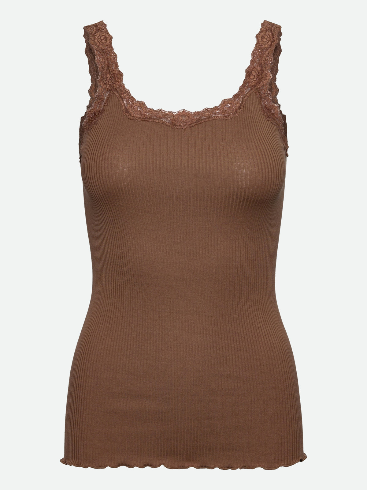 RWBabette Silke SL-top med dyp rygg og blonder
