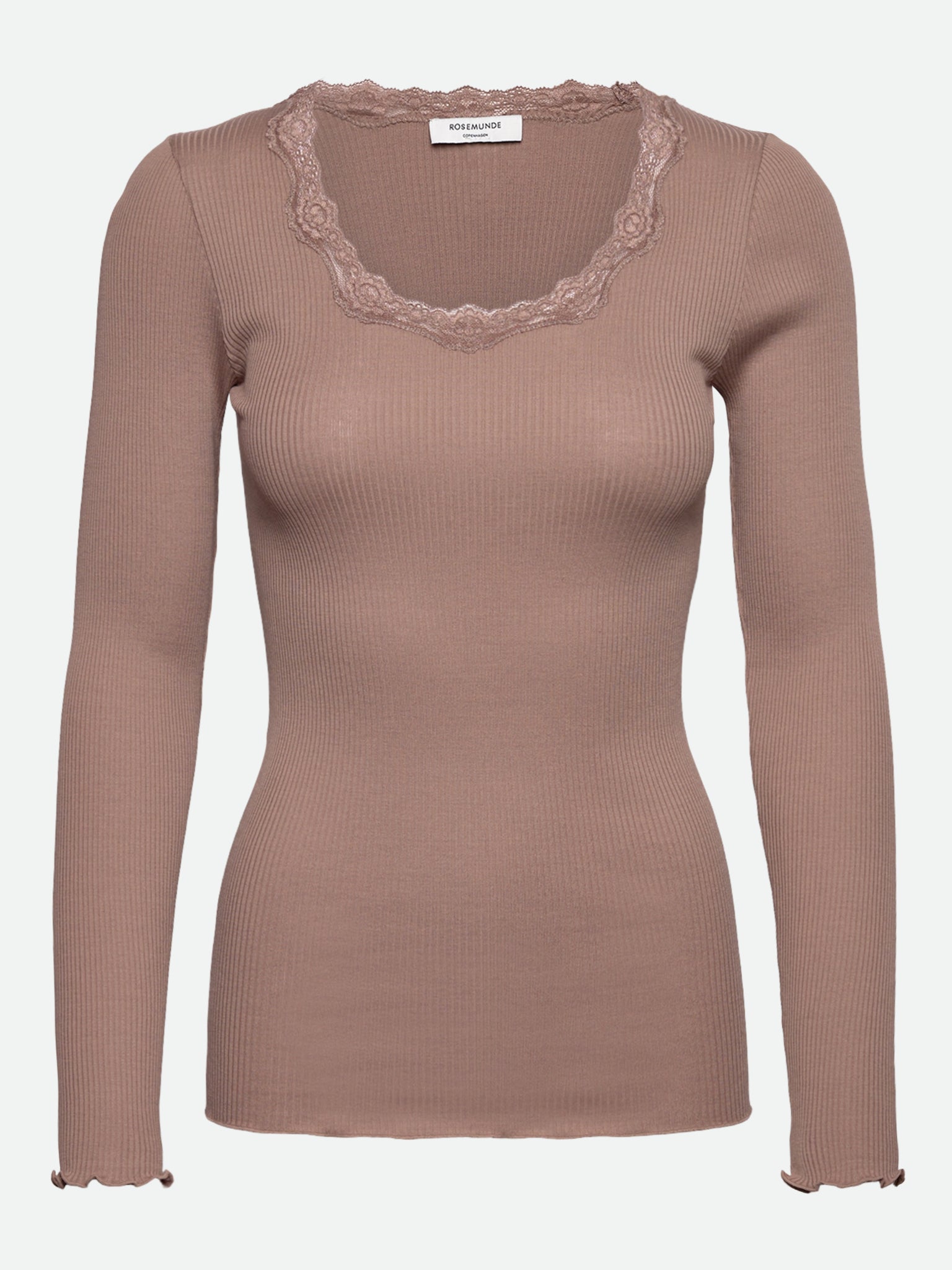 RWBabette Silke Langærmet T-shirt med U-hals og blonde