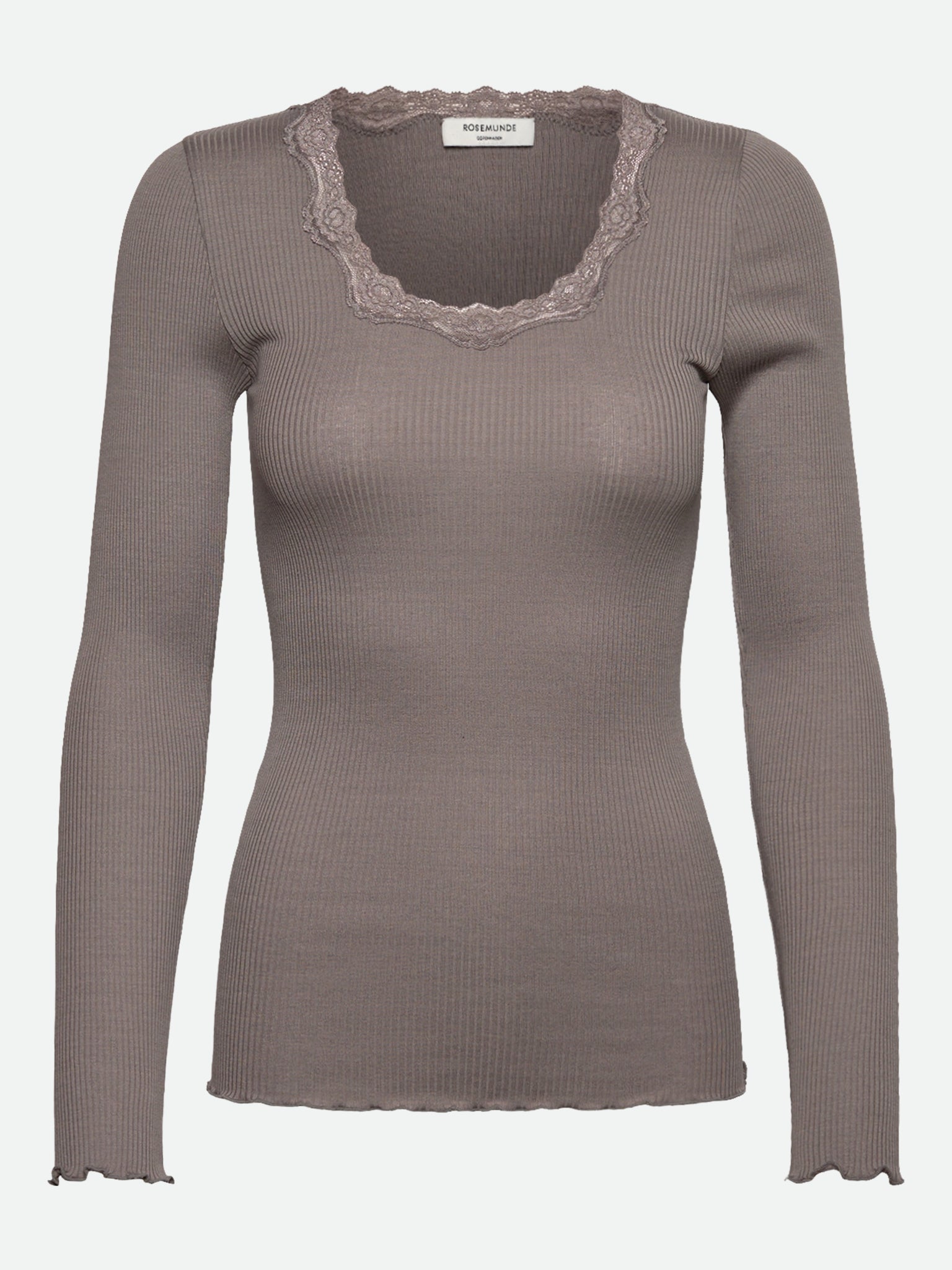 RWBabette Silke Langærmet T-shirt med U-hals og blonde