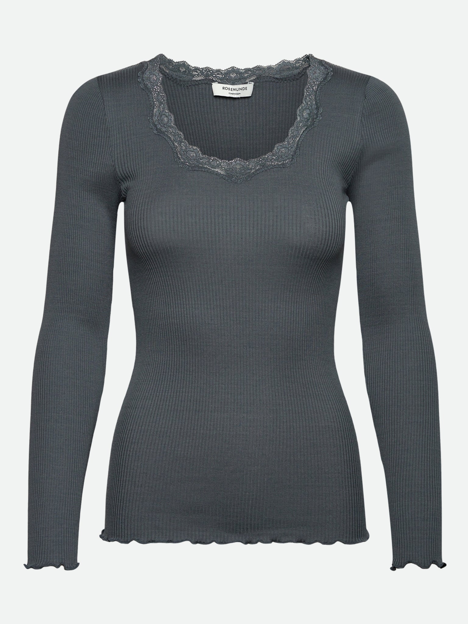 RWBabette Silke Langærmet T-shirt med U-hals og blonde