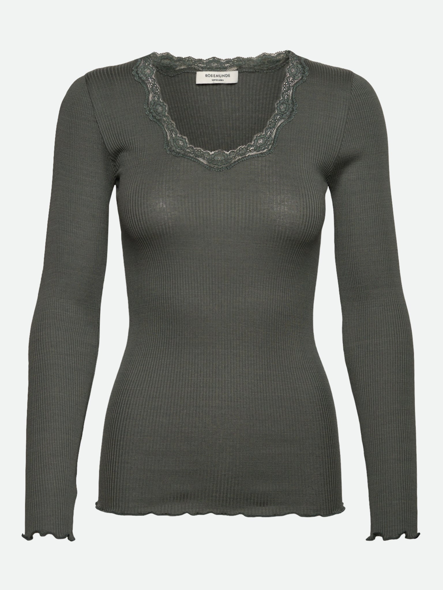 RWBabette Silke Langærmet T-shirt med U-hals og blonde