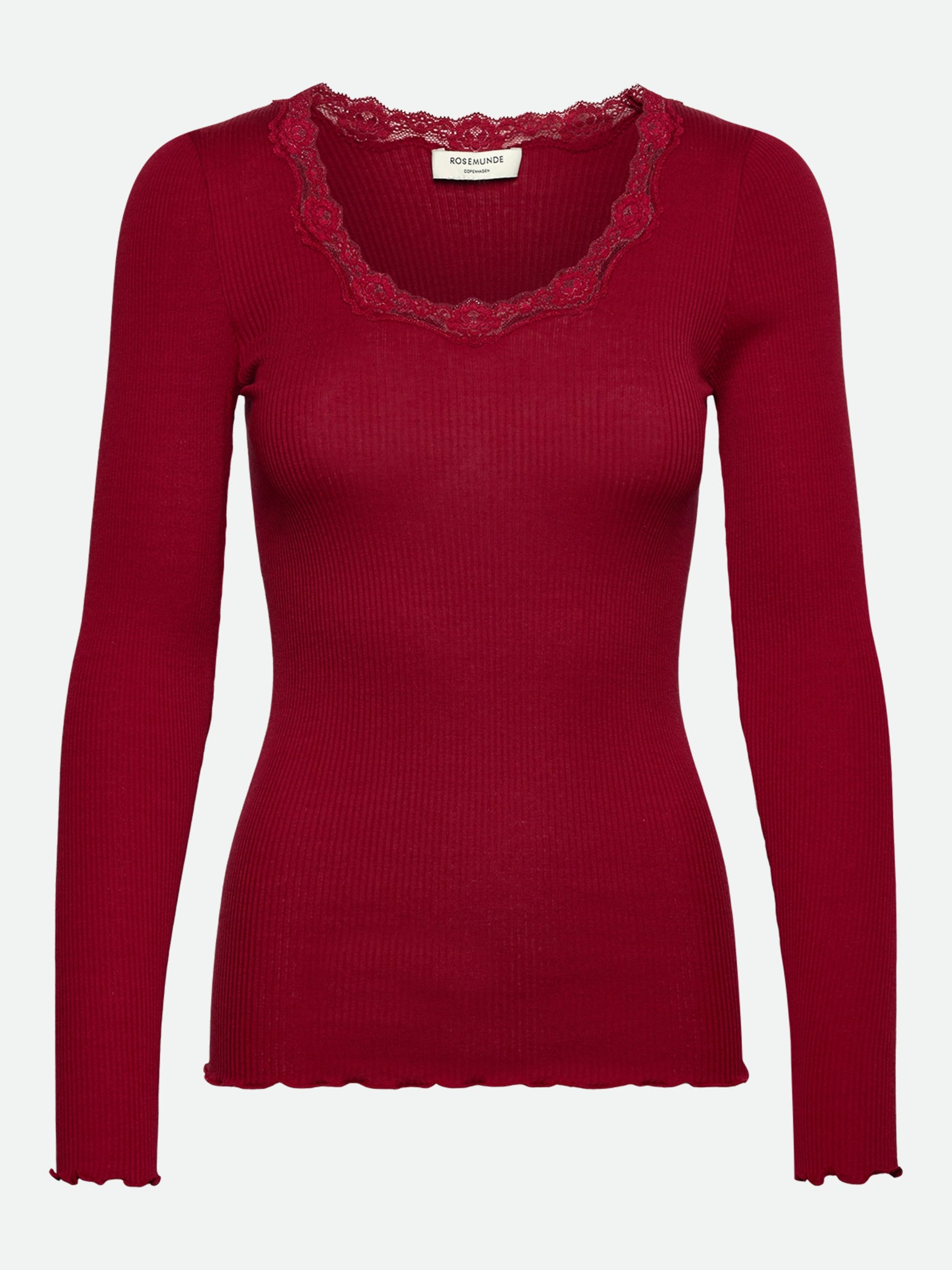 RWBabette Silke Langærmet T-shirt med U-hals og blonde