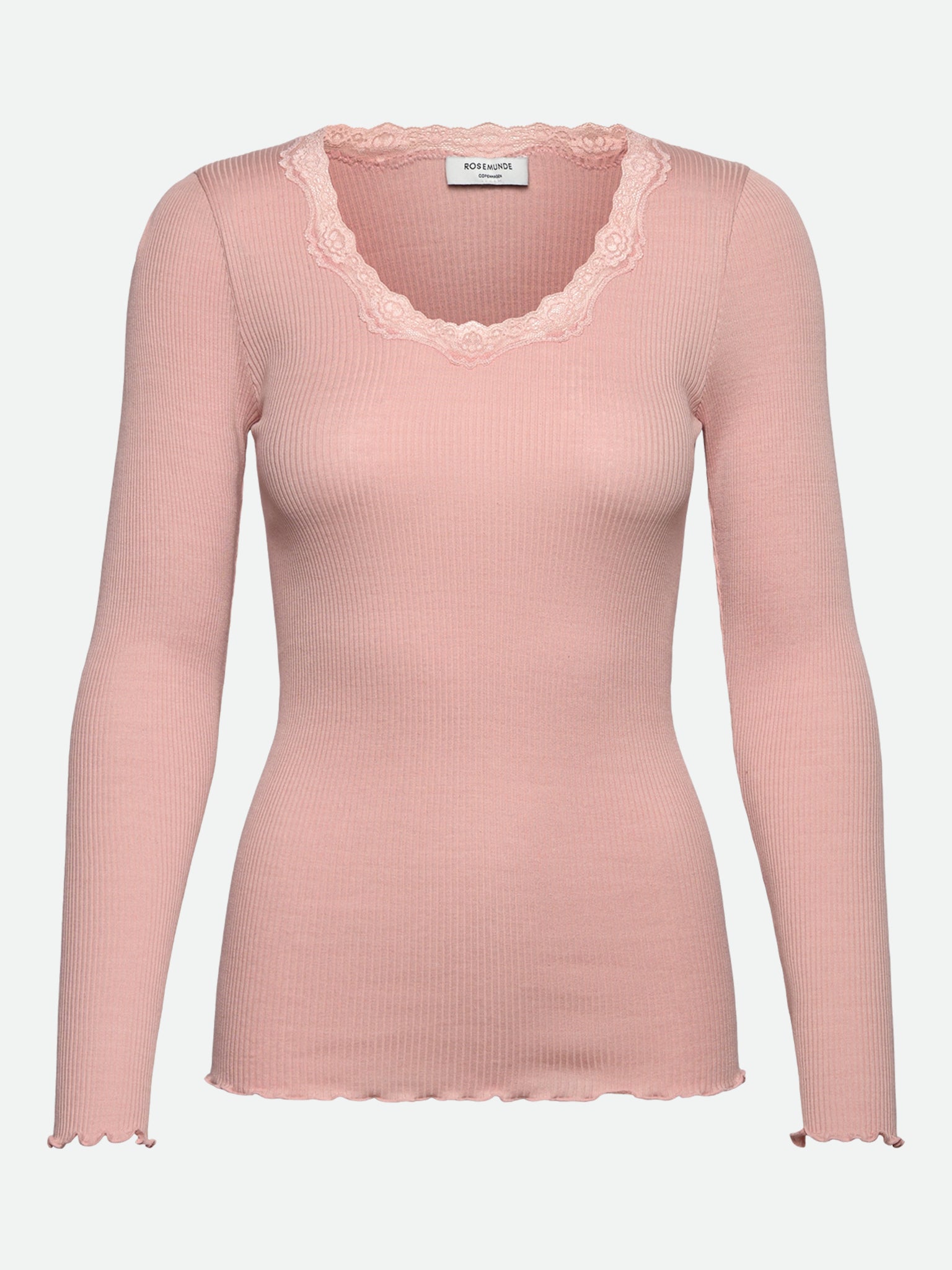 RWBabette Silke Langærmet T-shirt med U-hals og blonde