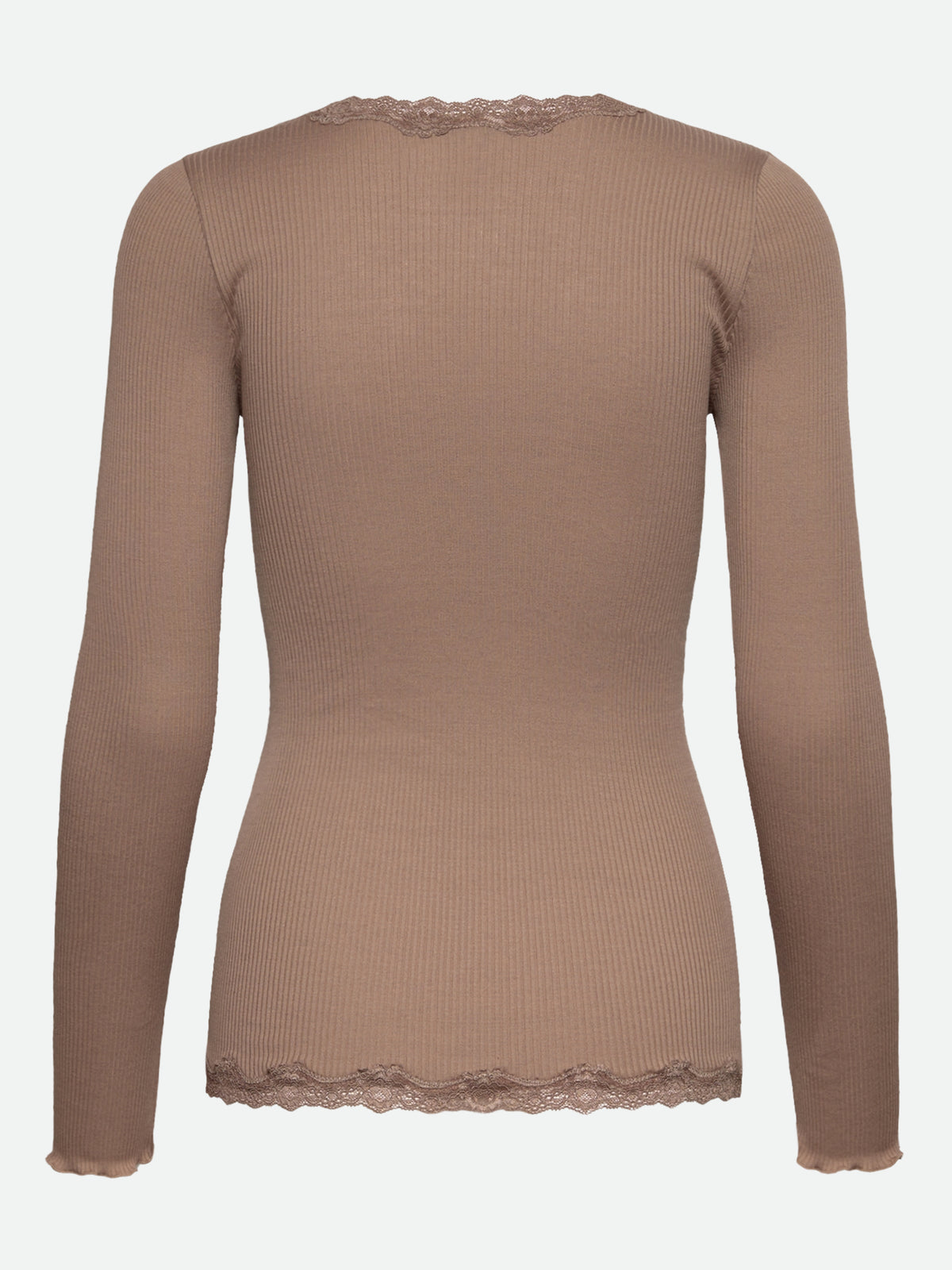 RWBabette silke-cardigan med lang erme, V-hals og blonder
