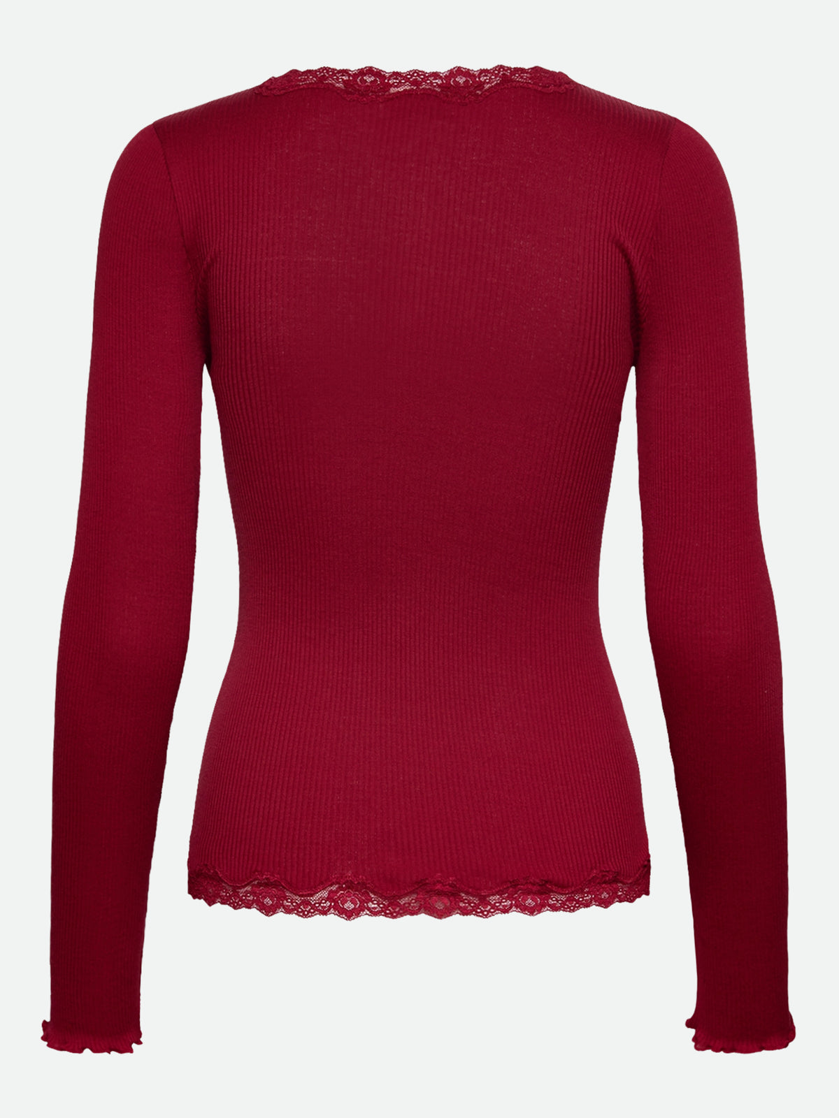 RWBabette silke-cardigan med lang erme, V-hals og blonder