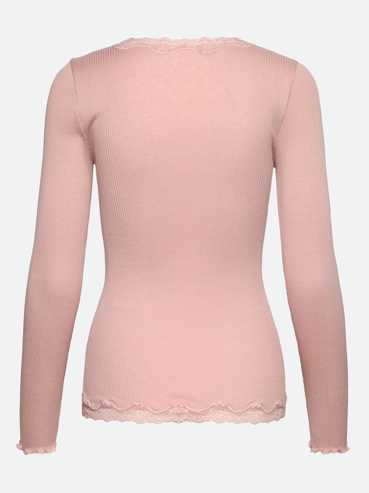 RWBabette silke-cardigan med lang erme, V-hals og blonder