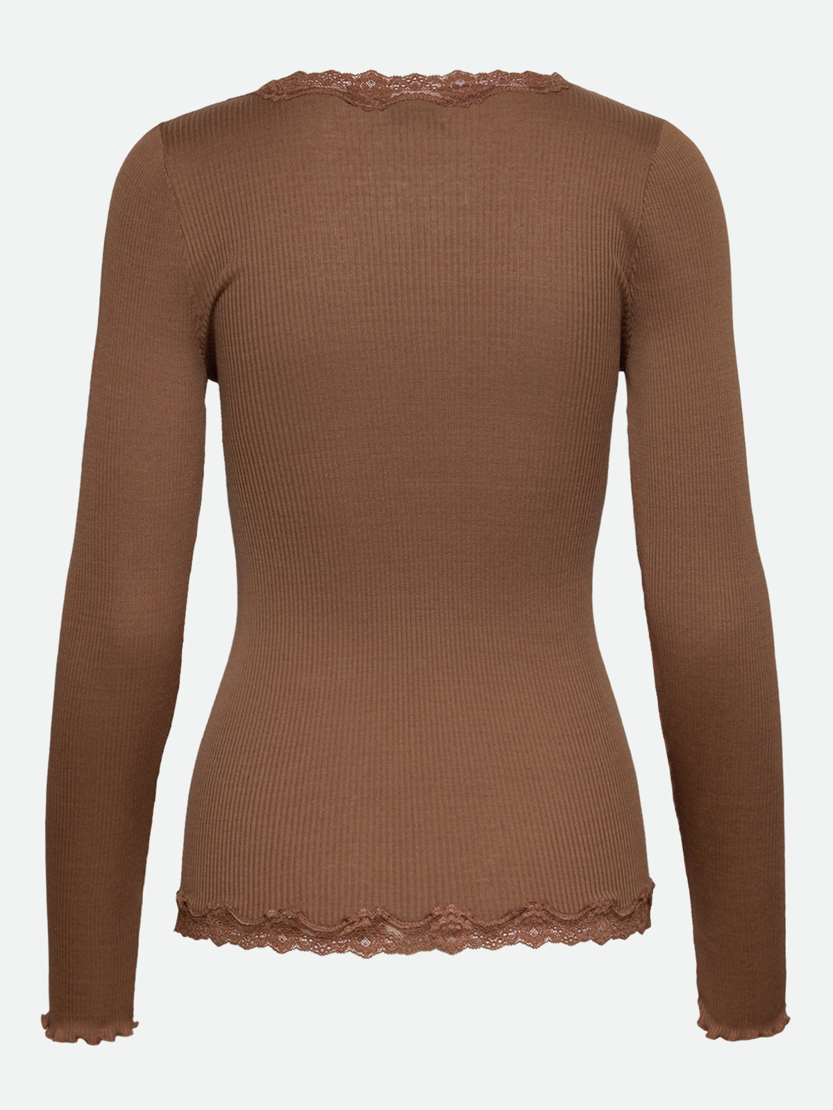 RWBabette silke-cardigan med lang erme, V-hals og blonder