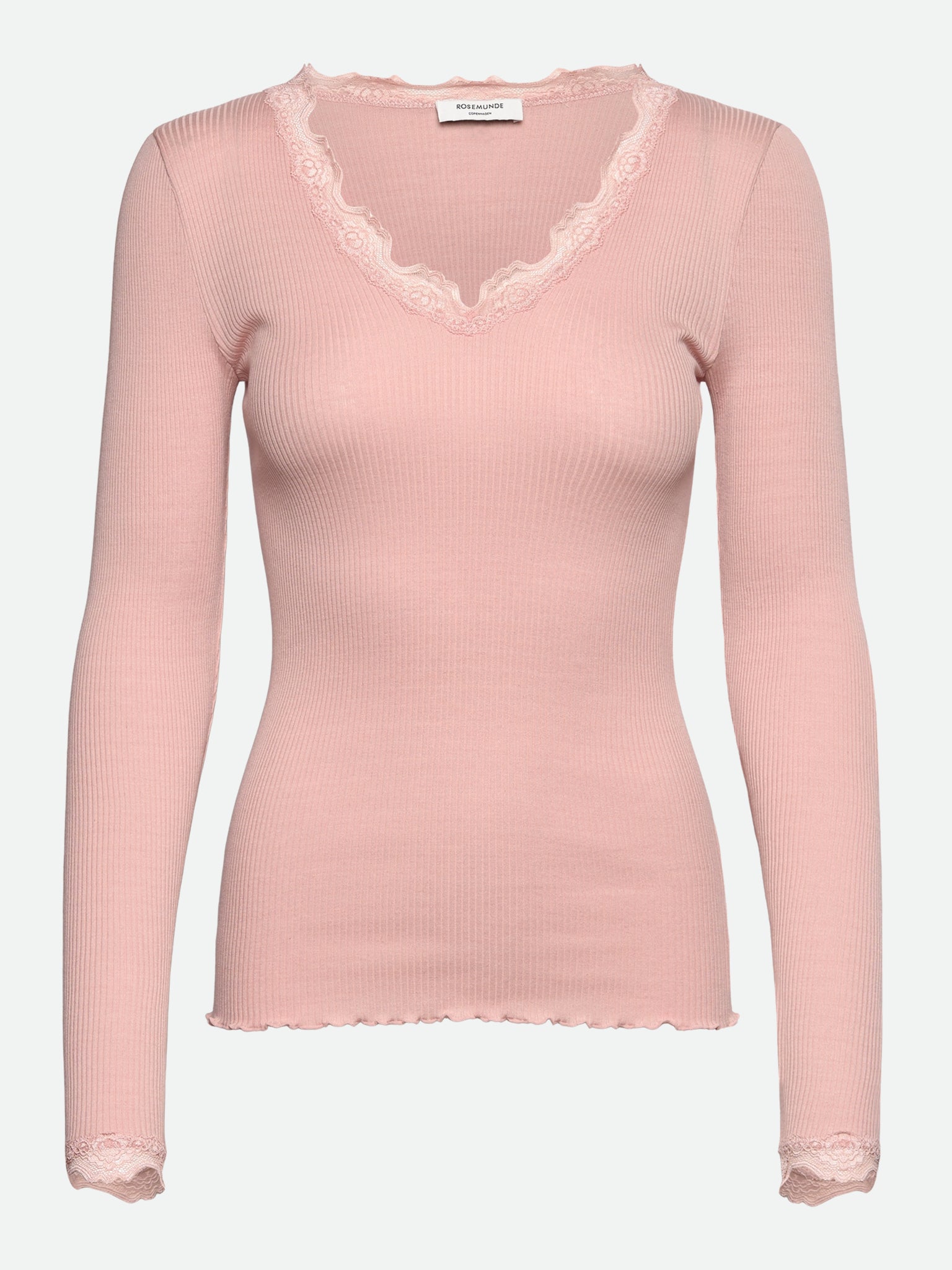 RWBeatha Silk LS V-neck Lace T-shirt T-SHIRT LS Rosemunde Woman XS rose smoke
