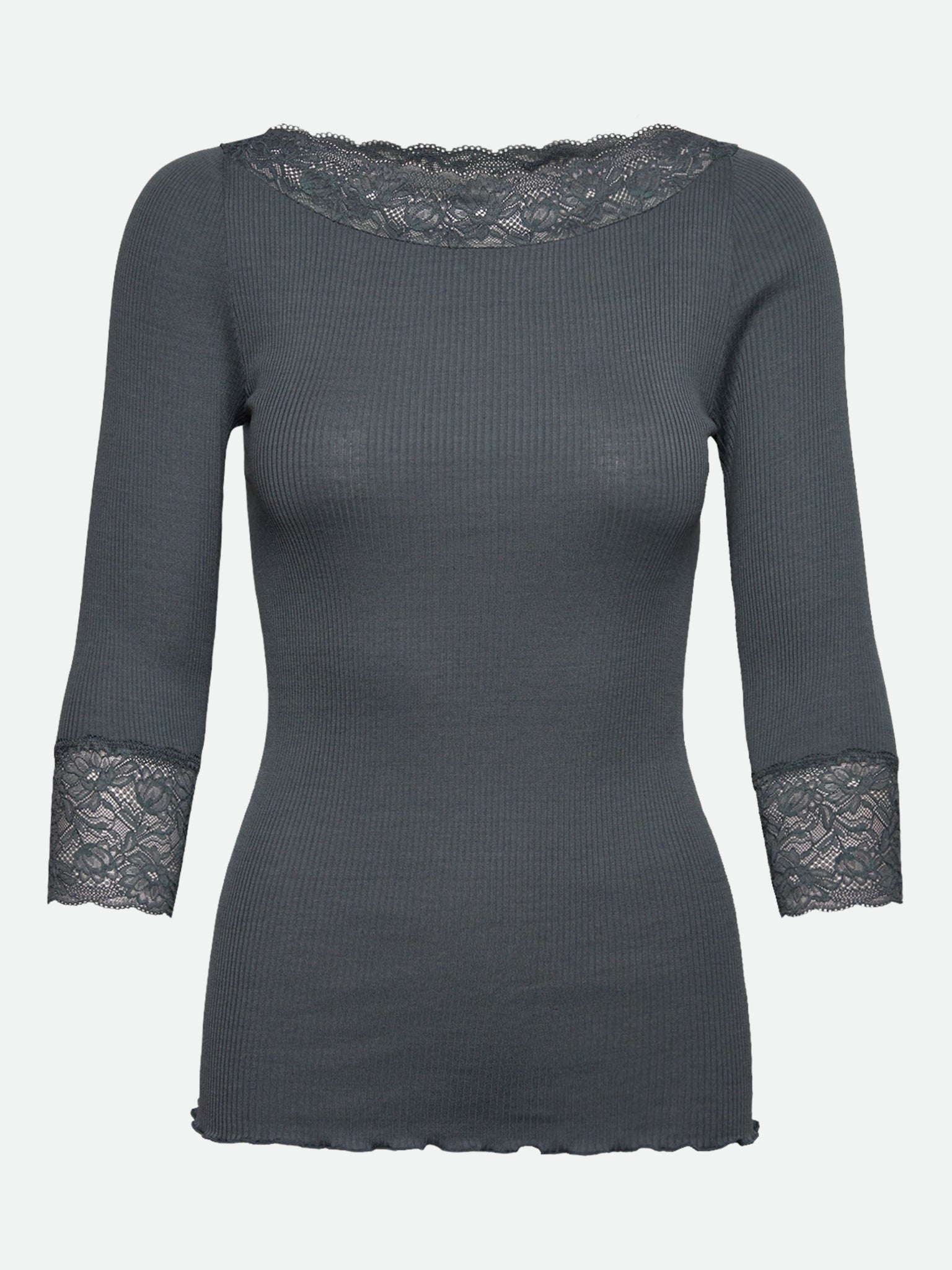 RWBeatha Silk 3/4 Sleeve Boatneck Lace T-shirt T-SHIRT LS Rosemunde Woman XS stormy weather