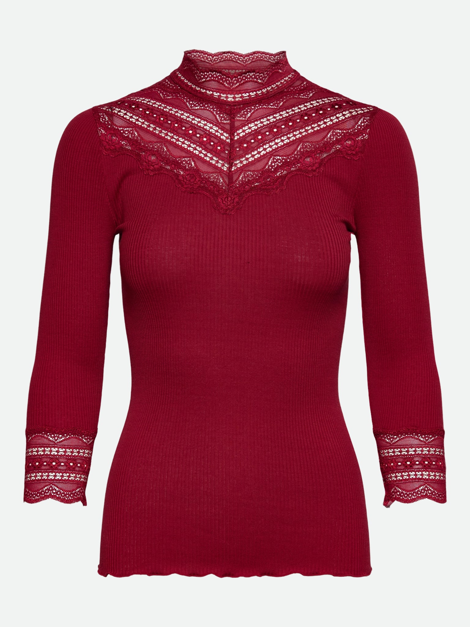 RWBenita Silk 3/4 Turtleneck Lace T-shirt T-SHIRT LS Rosemunde Woman XS karanda red