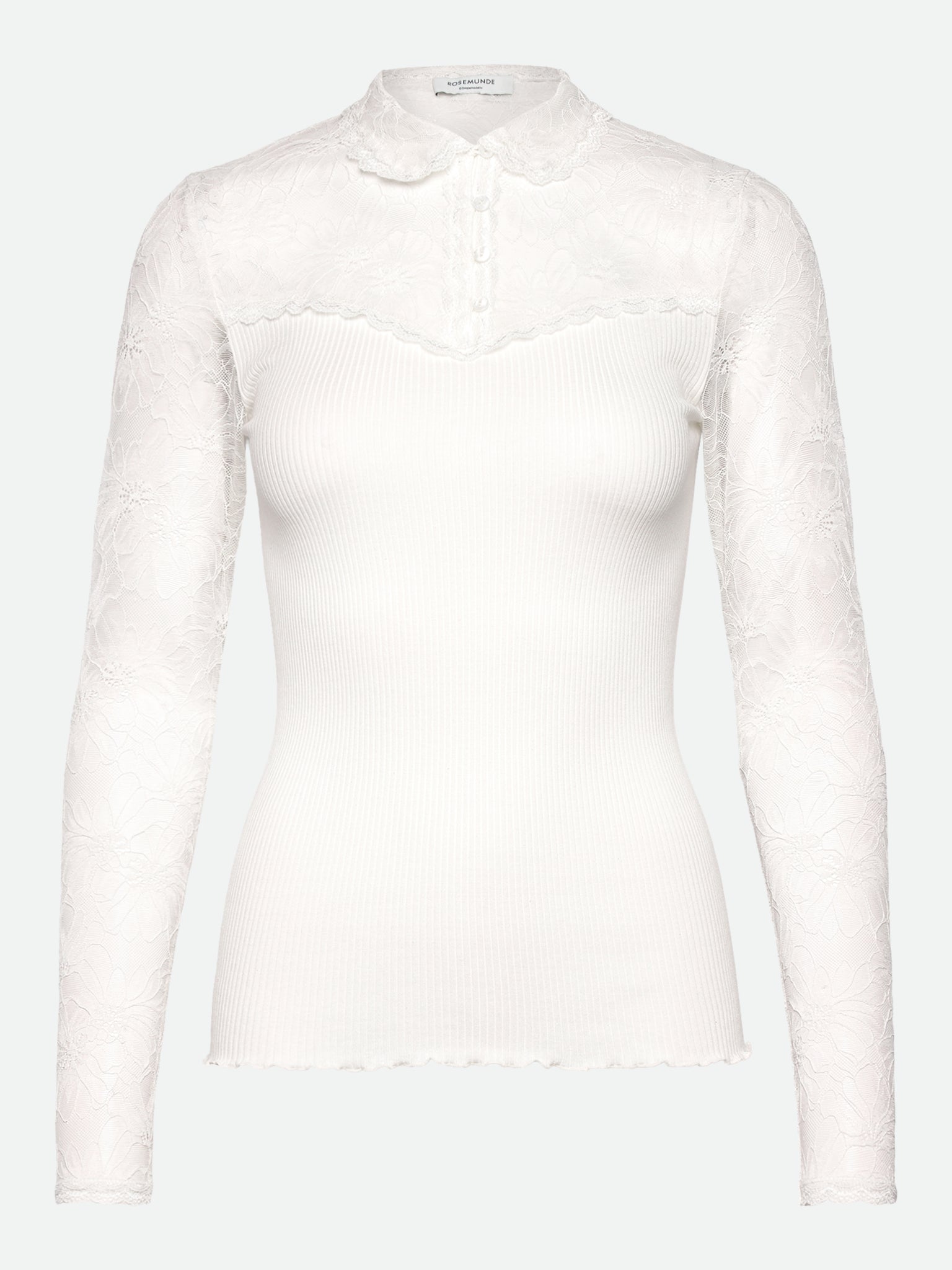 RWBeatha Silk LS Lace Polo T-shirt T-SHIRT LS Rosemunde Woman XS ivory