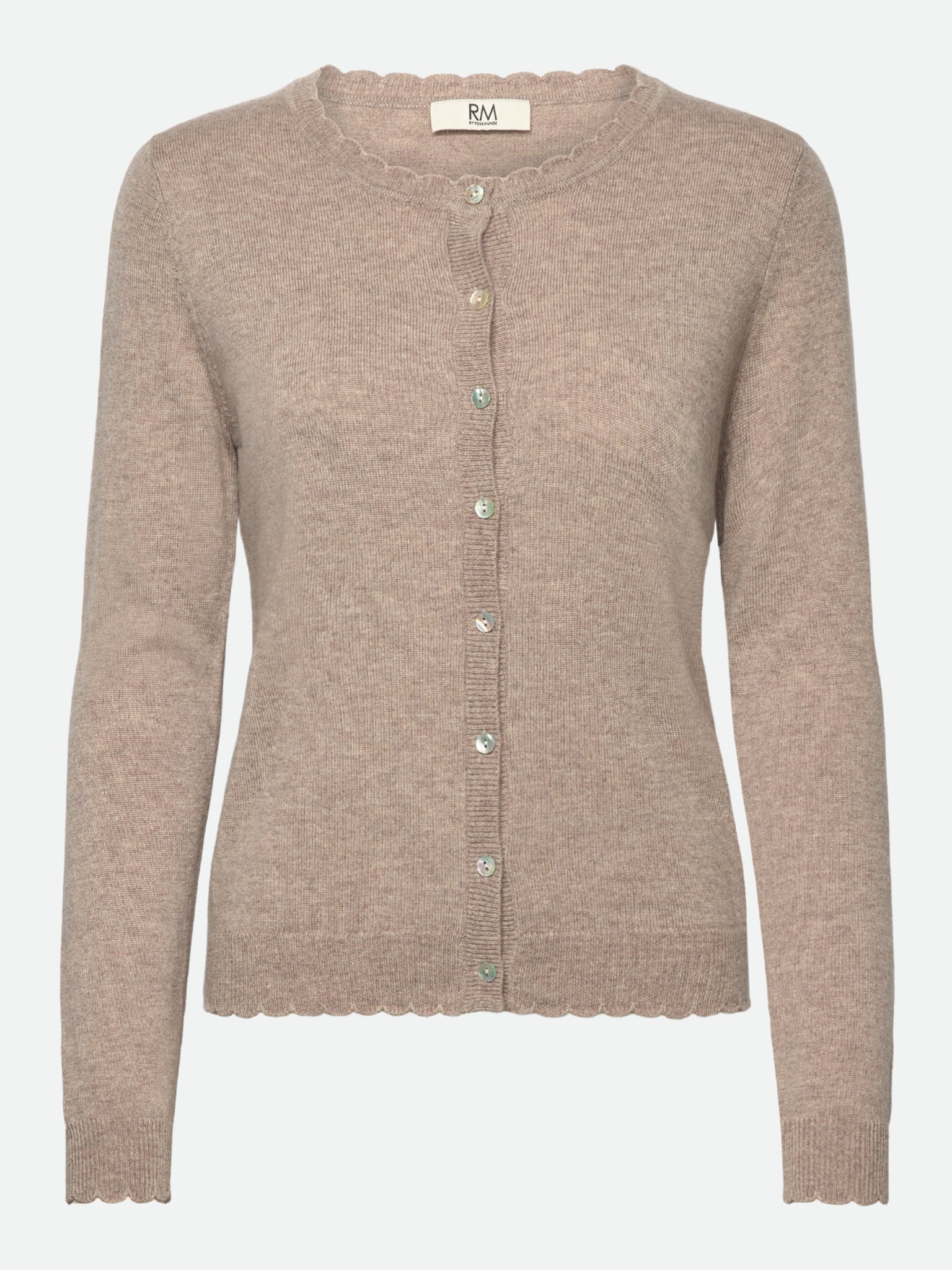 RMWSofia Wool LS Scallop Edge Short Cardigan CARDIGAN Rosemunde Woman XS light brown melange