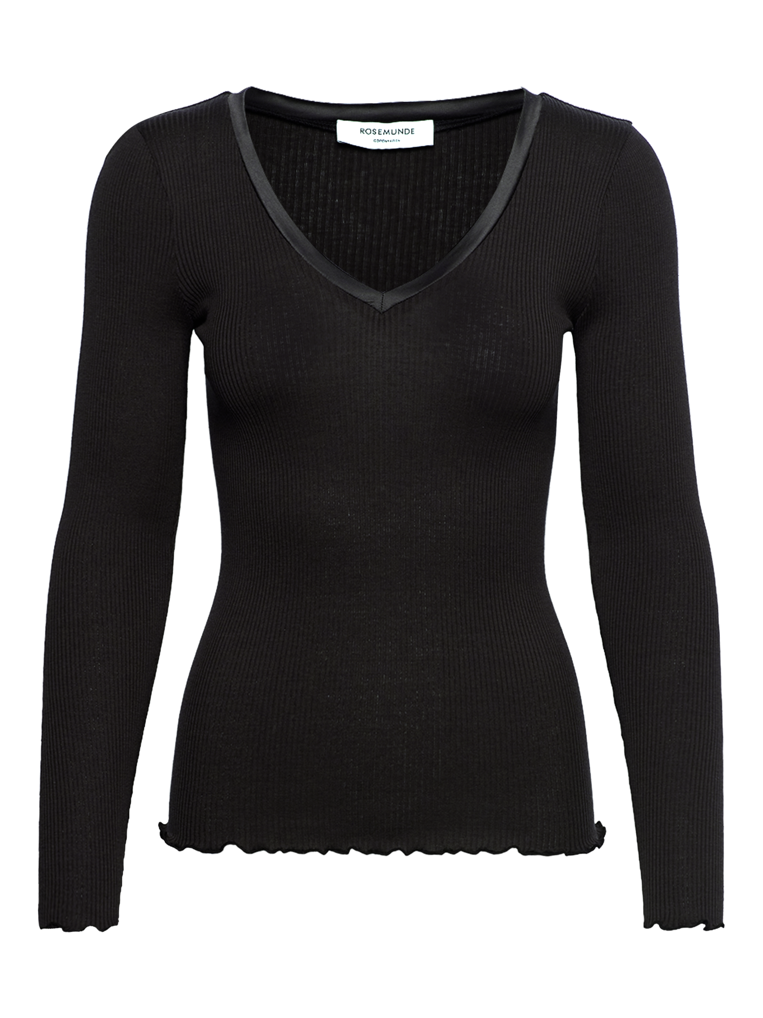 RWBeatha Silk V-Neck Satin Tape T-shirt T-SHIRT LS Rosemunde Woman XS black