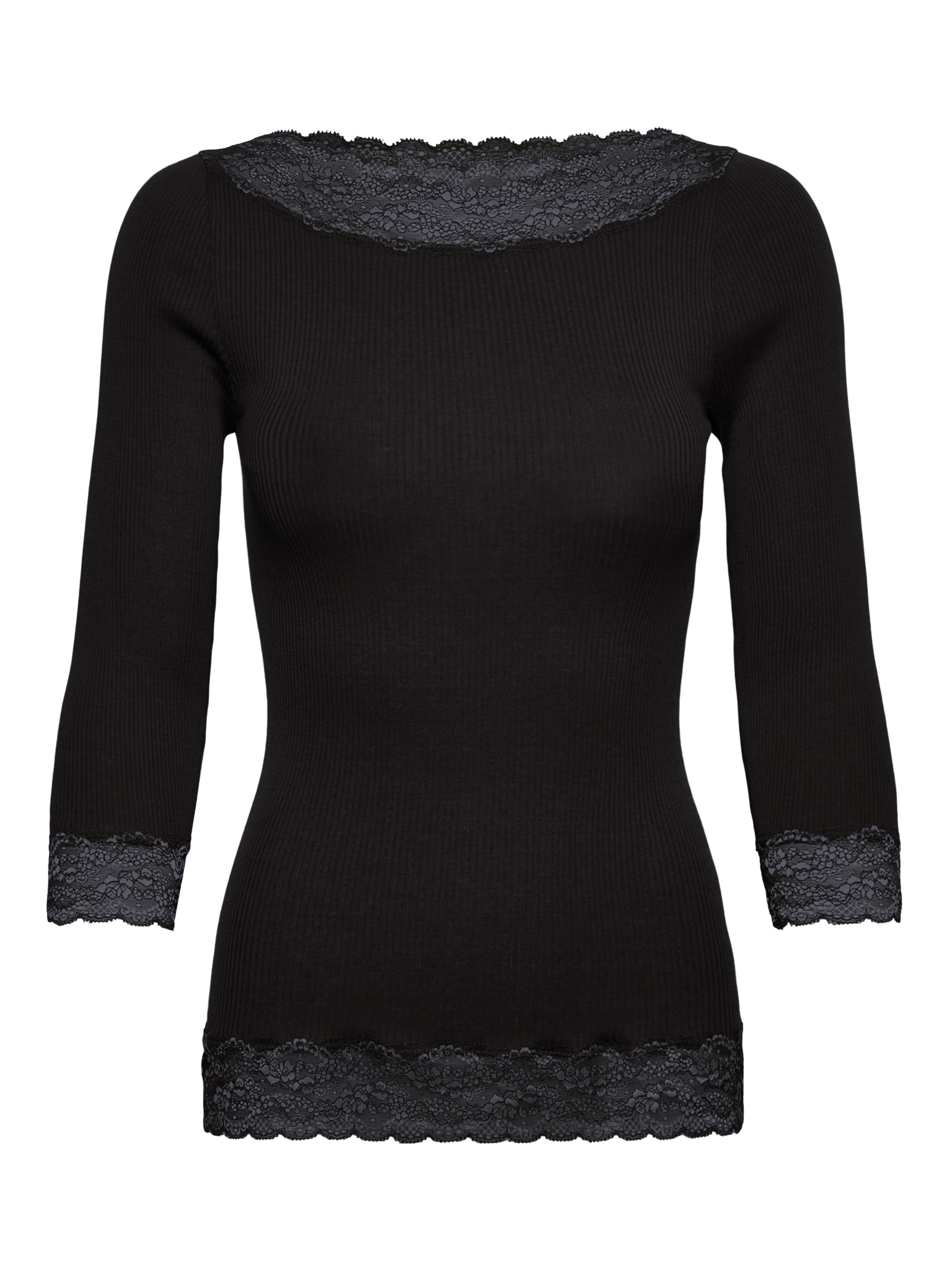 RWBeatha Silk 2/4 Boatneck 2 Color Lace T-shirt T-SHIRT LS Rosemunde Woman XS black