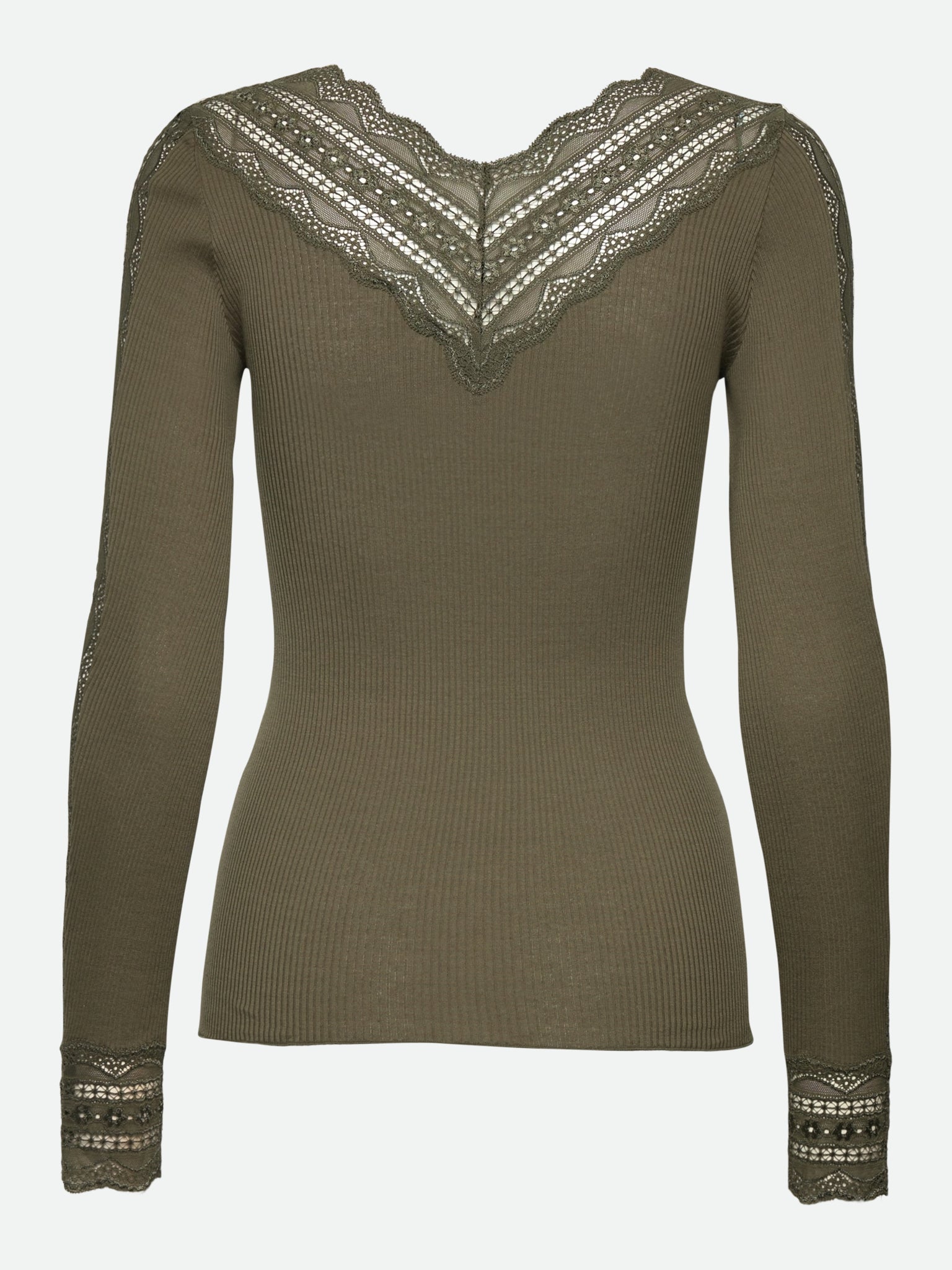 RWBenita Silk Long Sleeve T-neck Lace T-Shirt T-SHIRT LS Rosemunde Woman