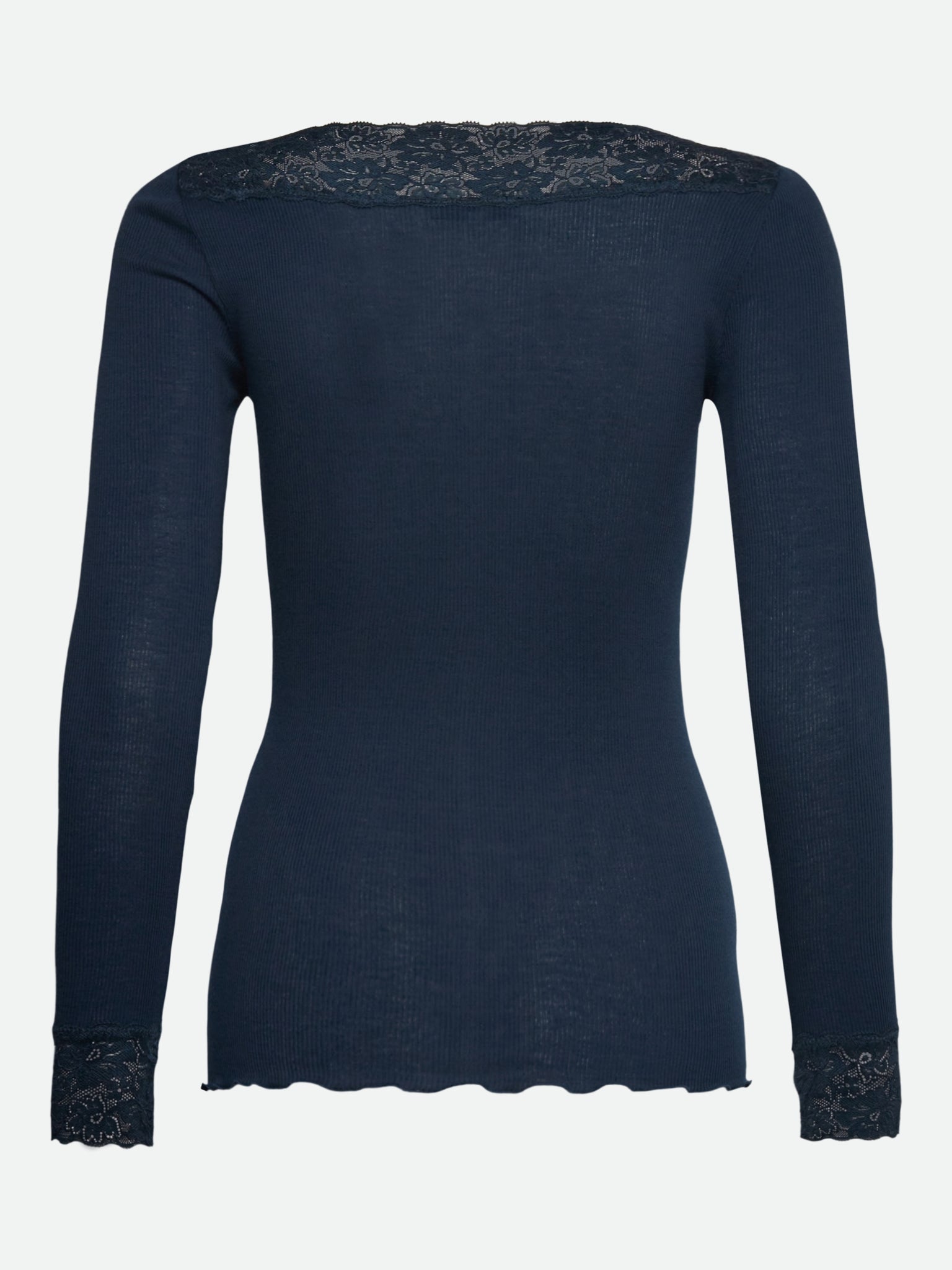 RWBernadine økologisk T-shirt med lang ærme og V-udskæring i blonder