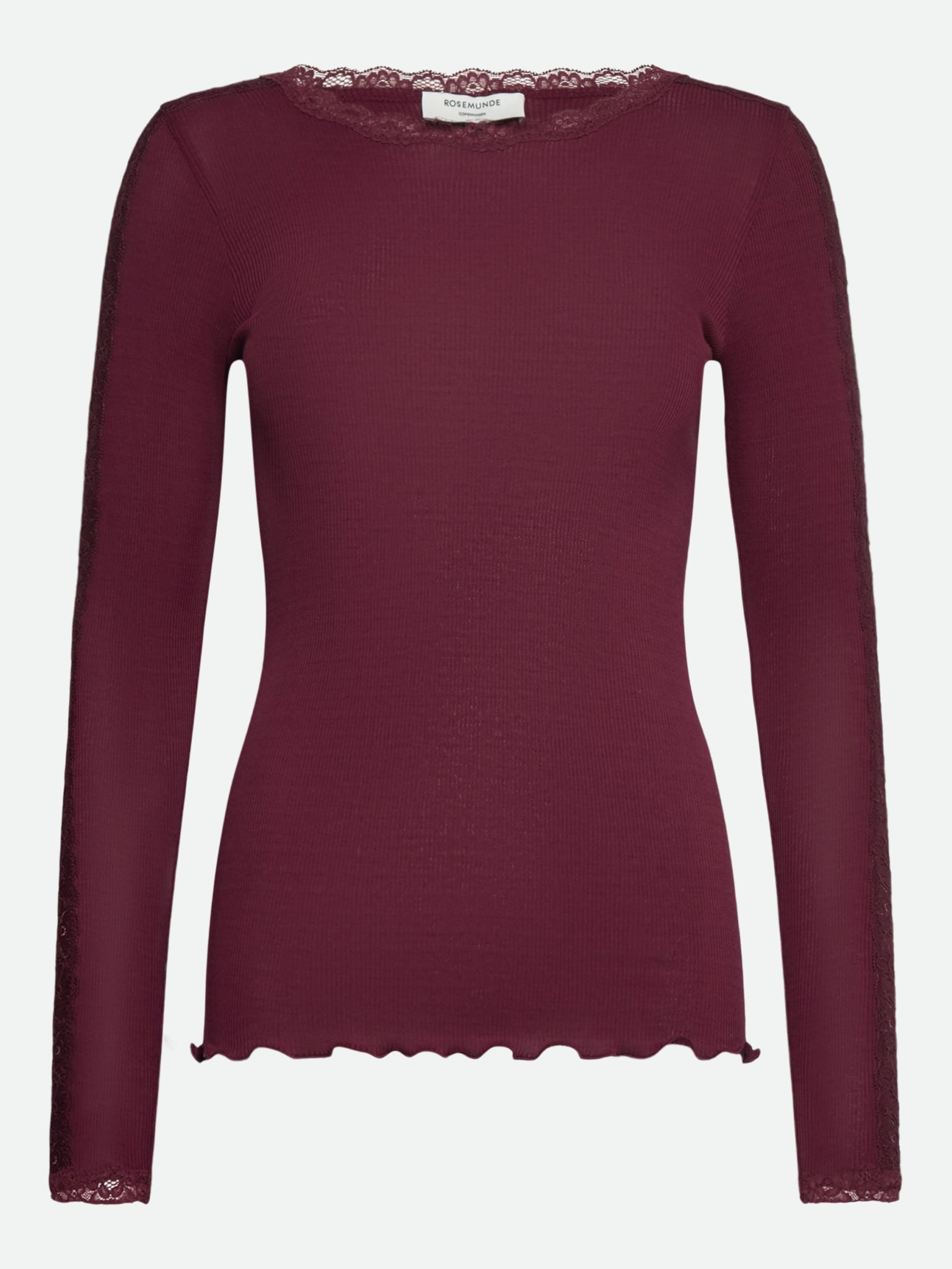 RWBernadine Organic Long Sleeve O-neck Lace T-shirt T-SHIRT LS Rosemunde Woman