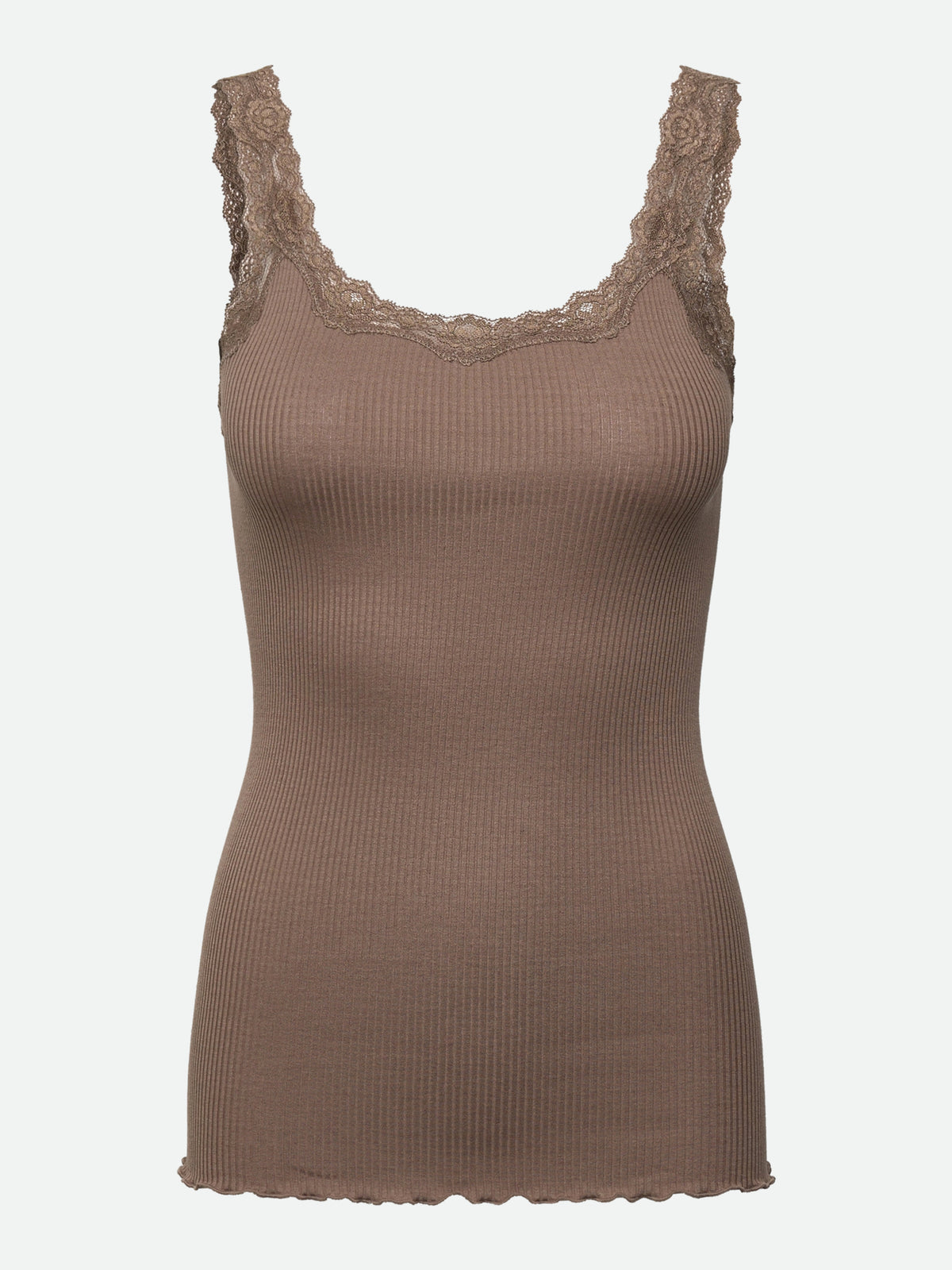 RWBabette Silke SL-top med dyp rygg og blonder