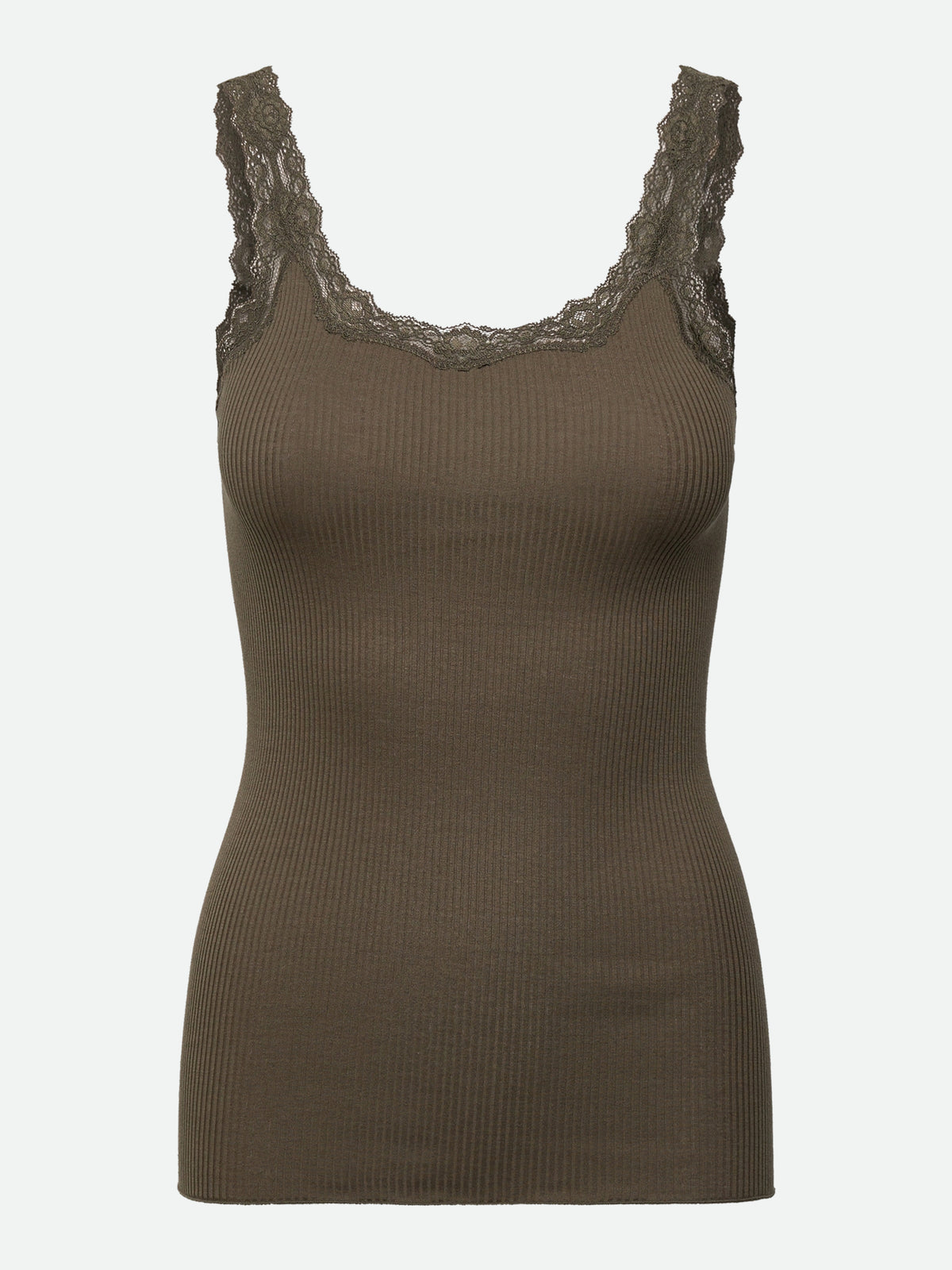 RWBabette Silke SL-top med dyp rygg og blonder