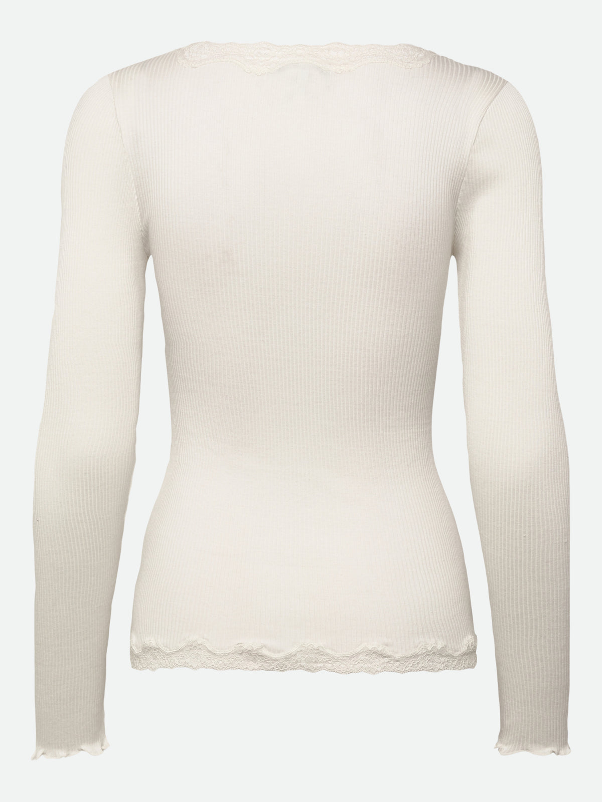 RWBabette silke-cardigan med lang erme, V-hals og blonder