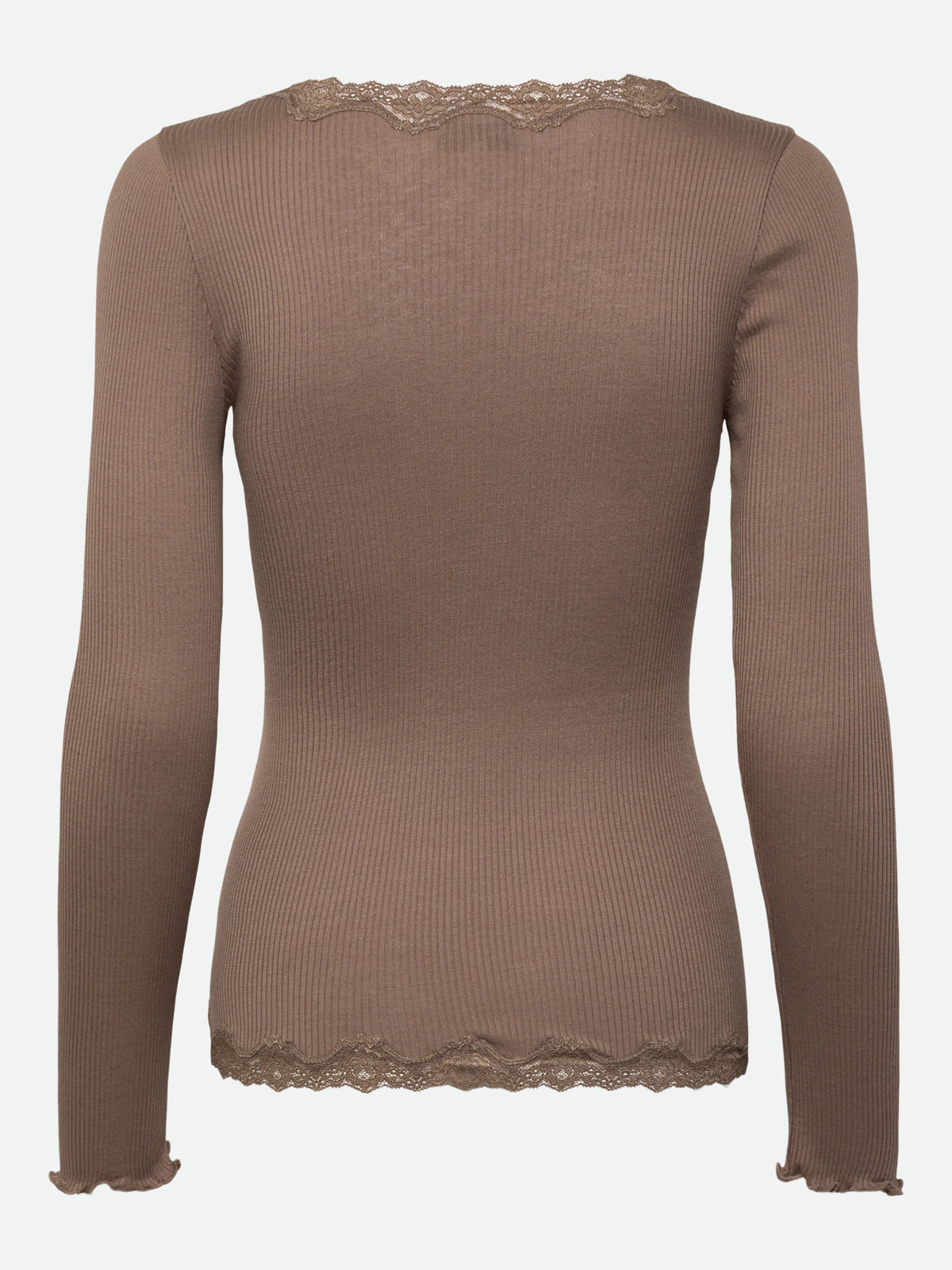 RWBabette silke-cardigan med lang erme, V-hals og blonder