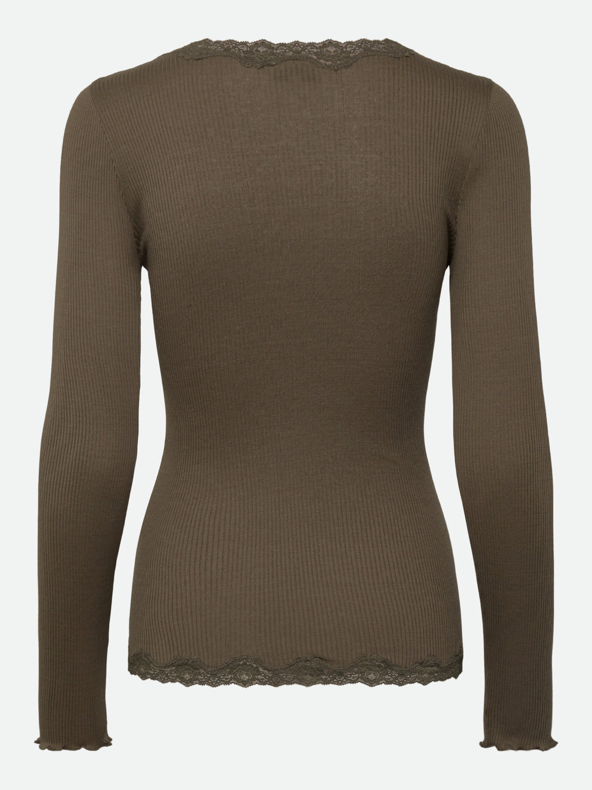 RWBabette silke-cardigan med lang erme, V-hals og blonder