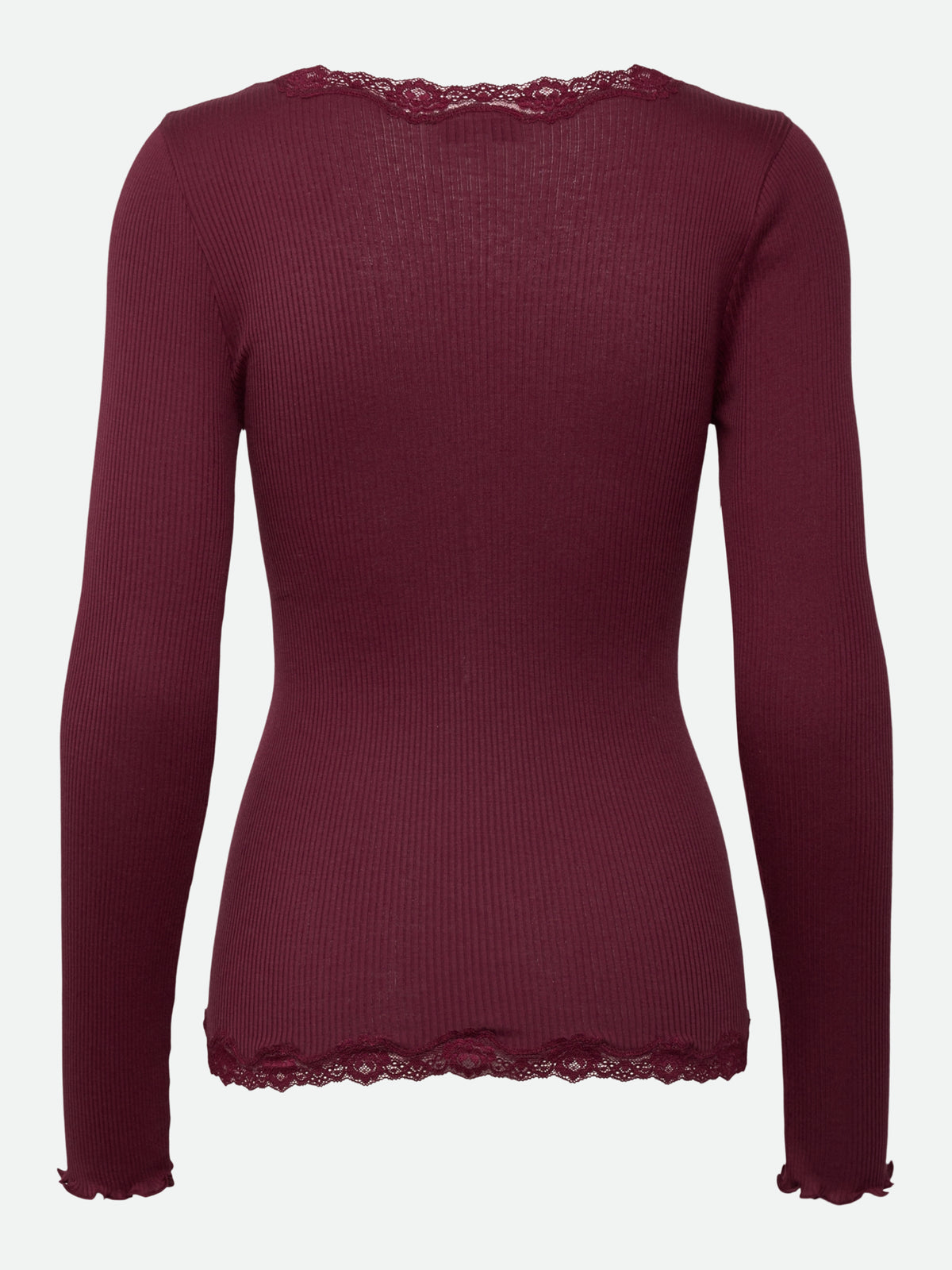 RWBabette silke-cardigan med lang erme, V-hals og blonder