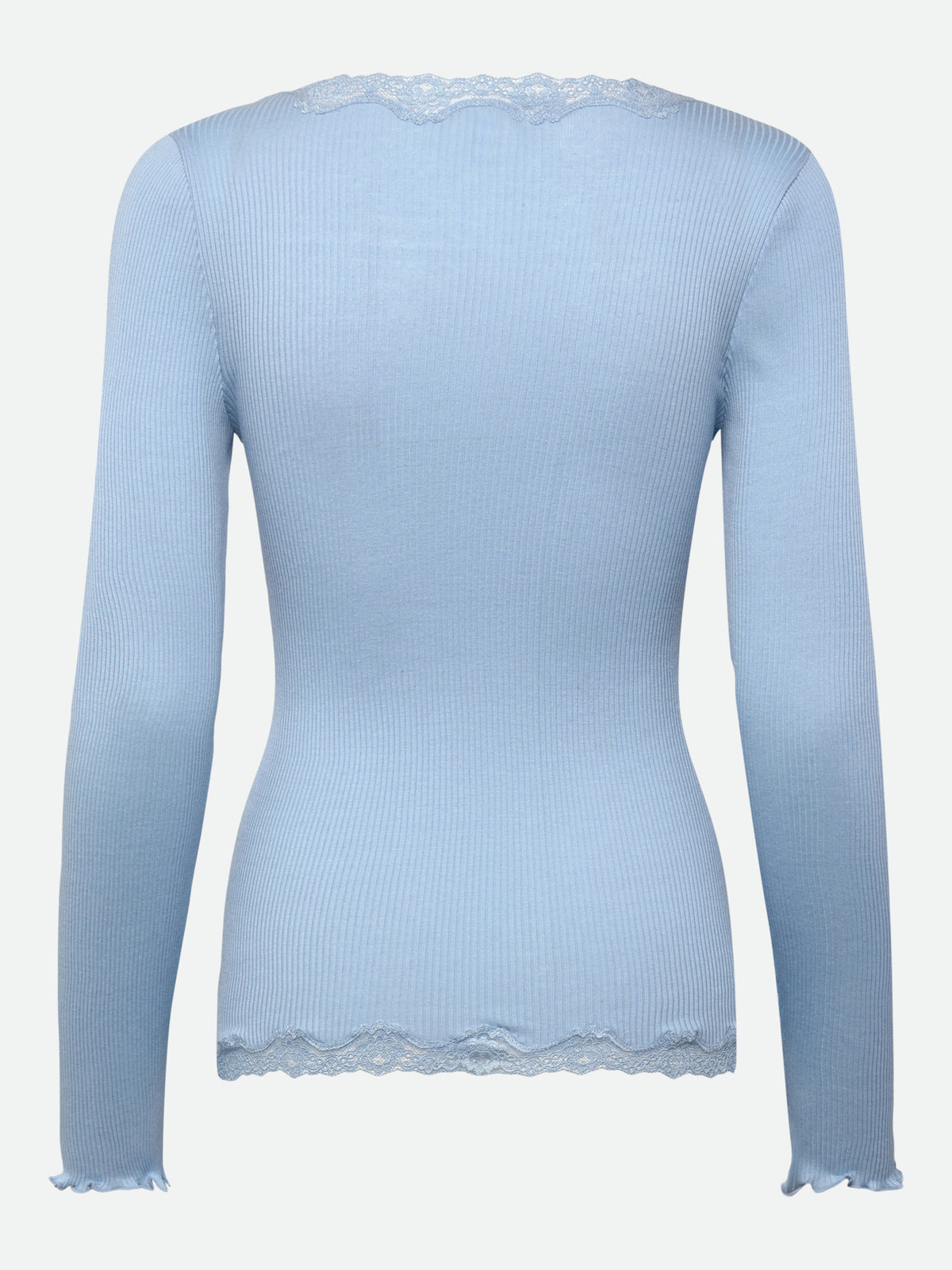 RWBabette silke-cardigan med lang erme, V-hals og blonder