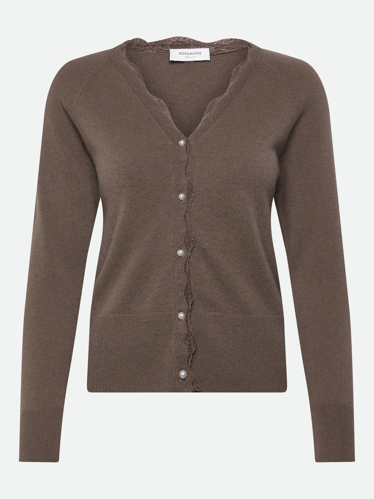 RWLaica Cashmere Longsleeve V-neck Lace Cardigan CARDIGAN Rosemunde Woman XS walnut