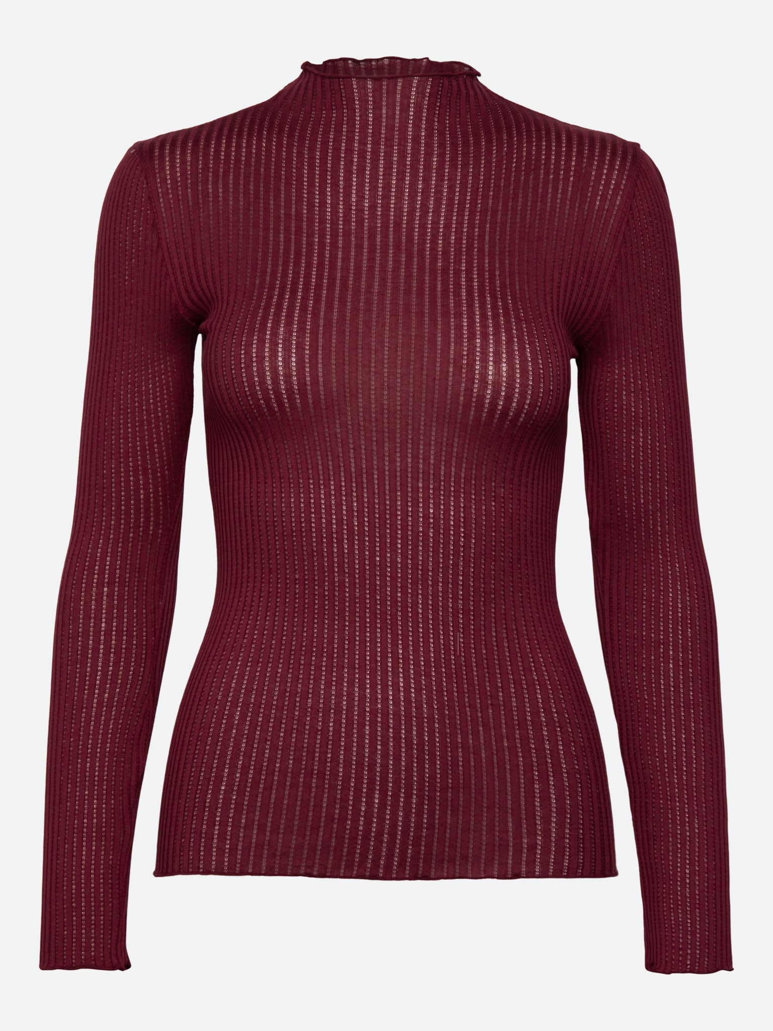 RWBelize Silk Long Sleeve T-neck T-shirt T-SHIRT LS Rosemunde Woman XS Windsor wine