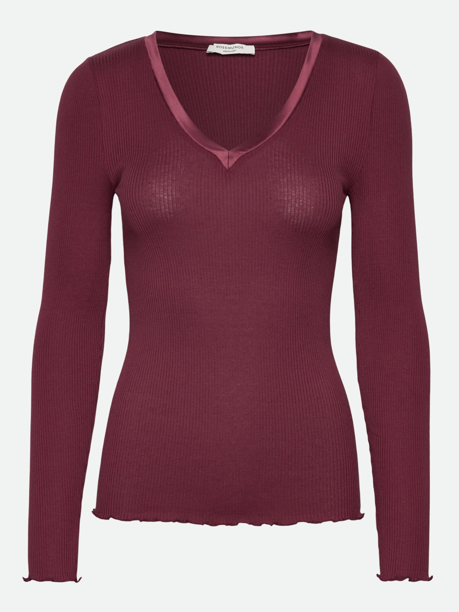 RWBeatha Silk V-Neck longsleeve Satin Tape T-shirt T-SHIRT LS Rosemunde Woman S Windsor wine