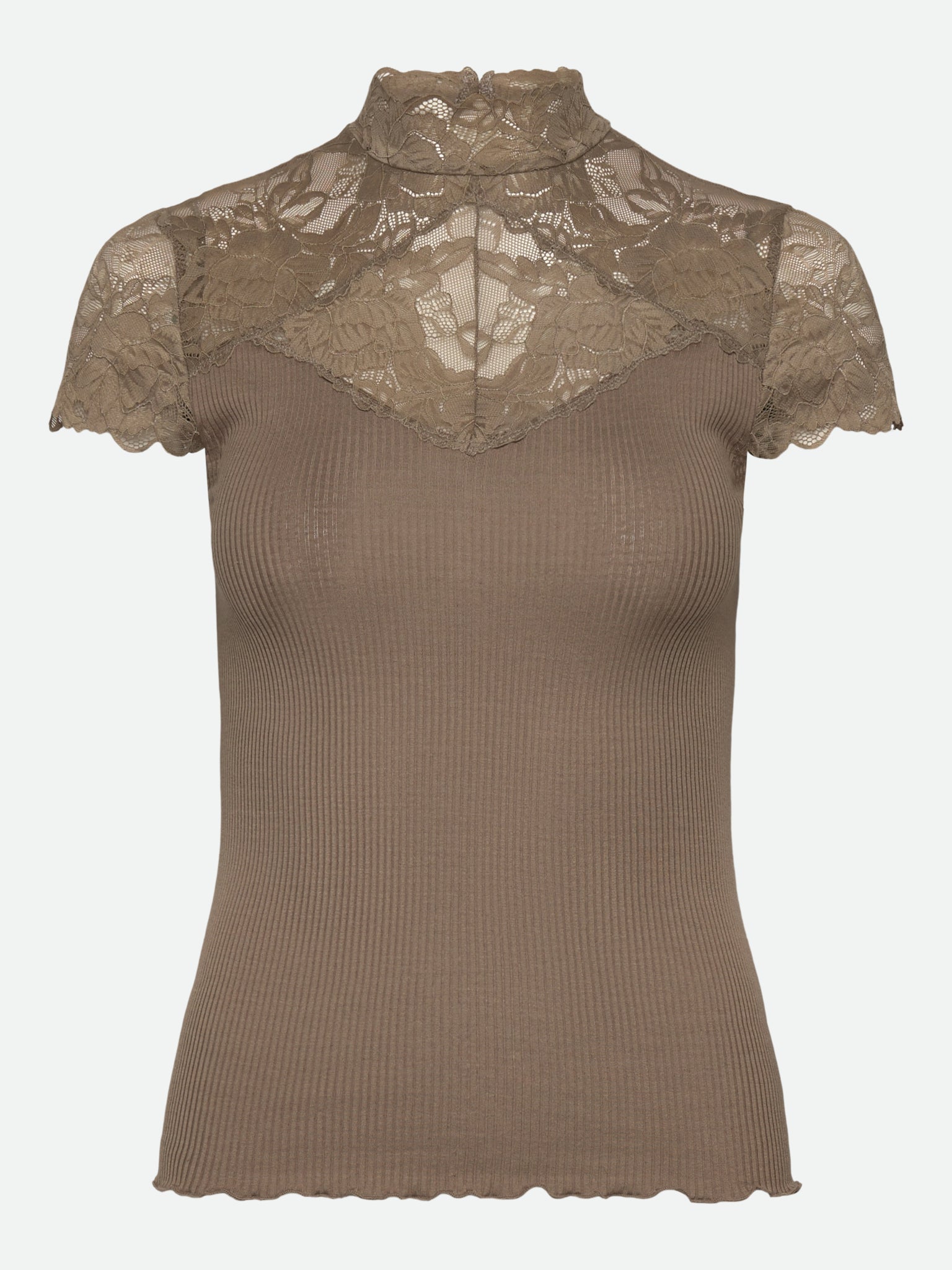 RWBeatha Silk Capsleeve Lace T-shirt T-SHIRT SS Rosemunde Woman XS walnut