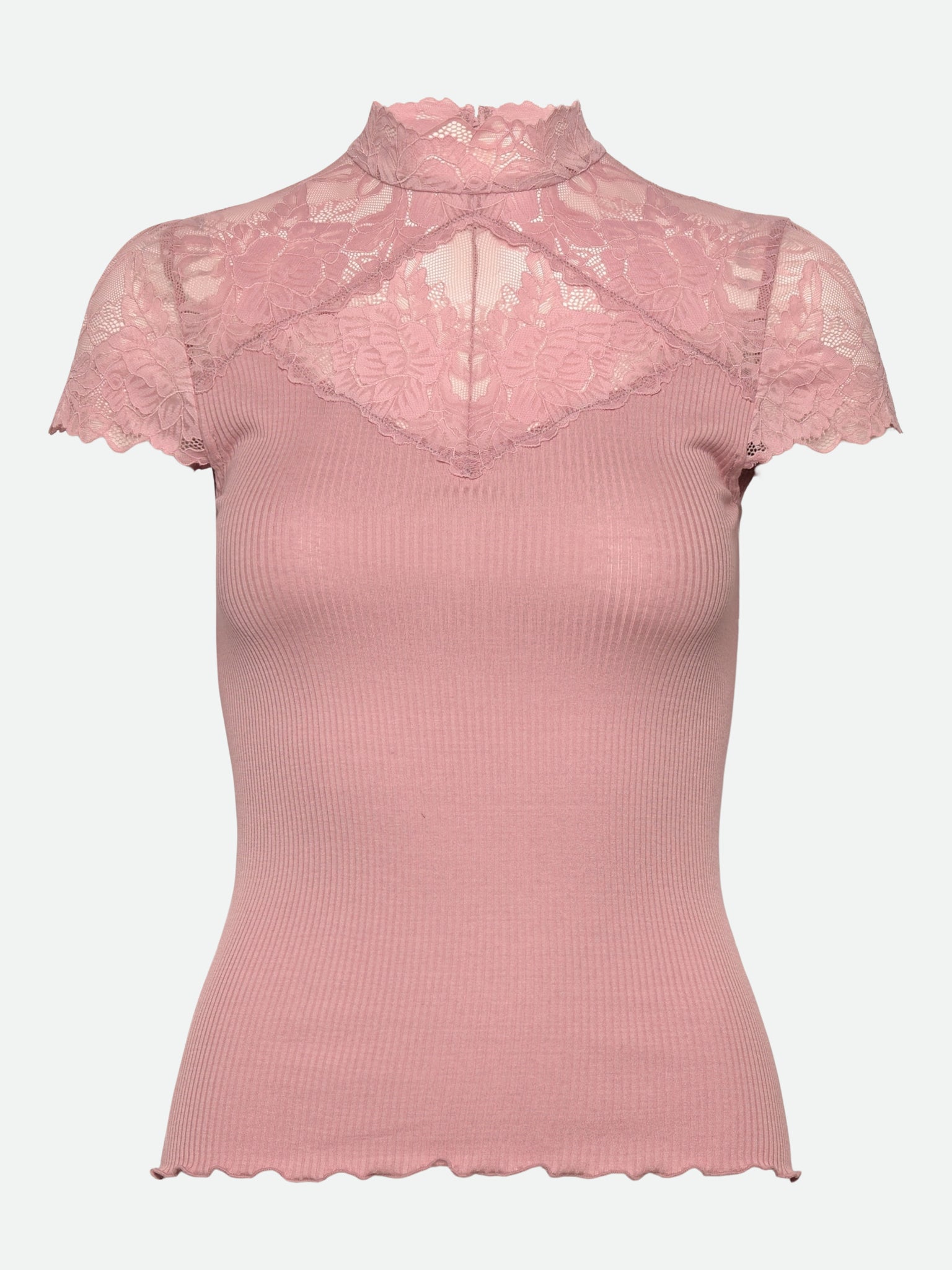 RWBeatha Silk Capsleeve Lace T-shirt T-SHIRT SS Rosemunde Woman XS woodrose