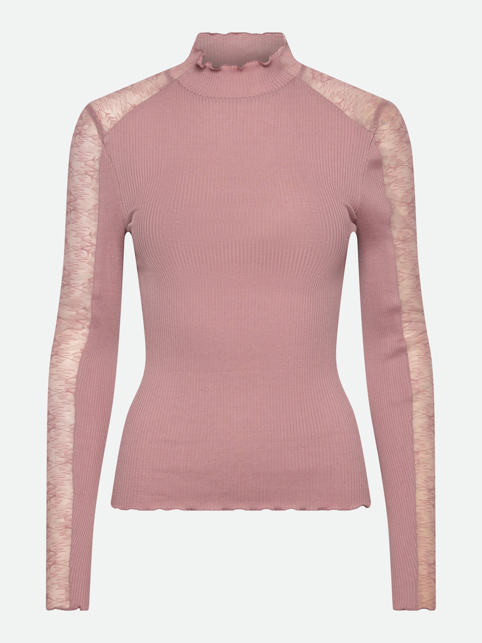 RWBeatha Silk LS Half Lace T-neck T-shirt T-SHIRT LS Rosemunde Woman XS woodrose