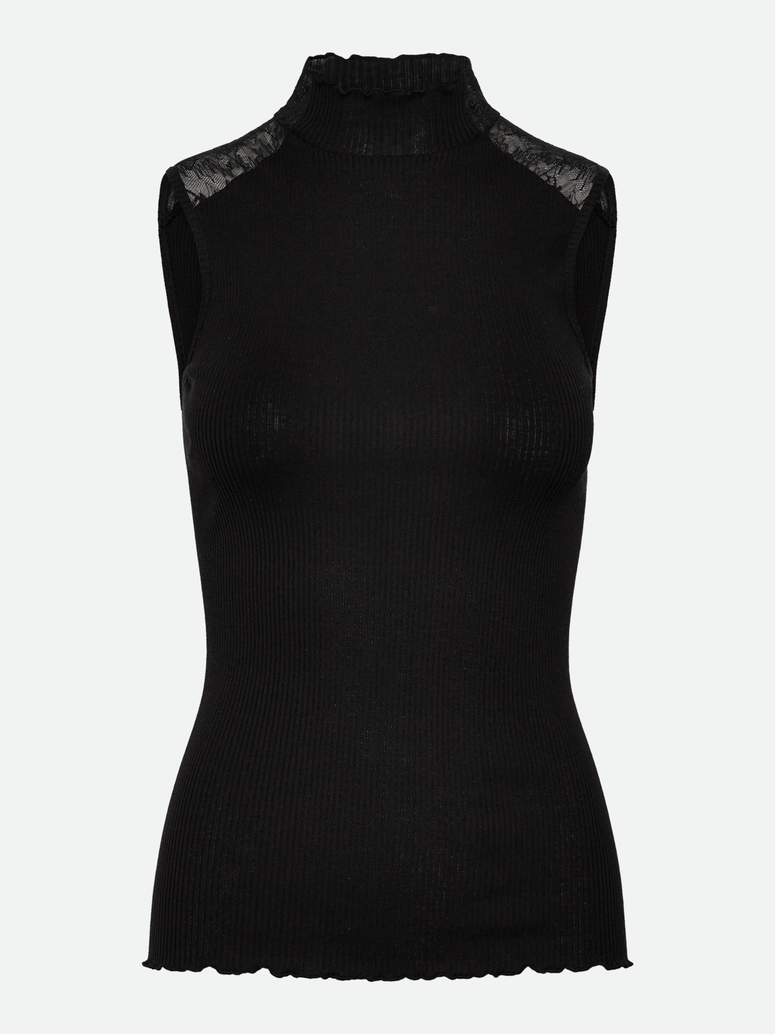 RWBeatha Silk Sleeveless Half Lace T-neck Top TOP Rosemunde Woman XS black