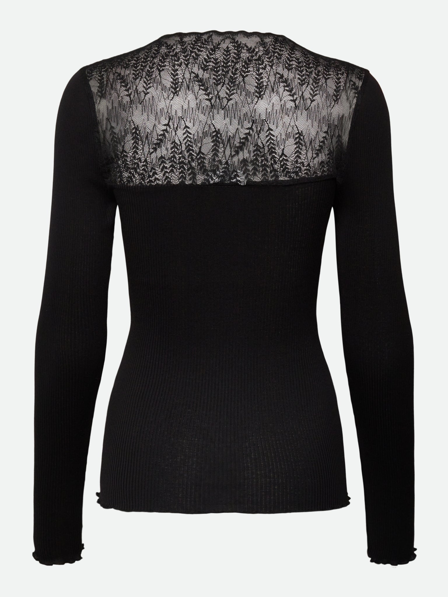 RWBeatha Silk Long Sleeve V-neck Half Lace T-shirt T-SHIRT LS Rosemunde Woman