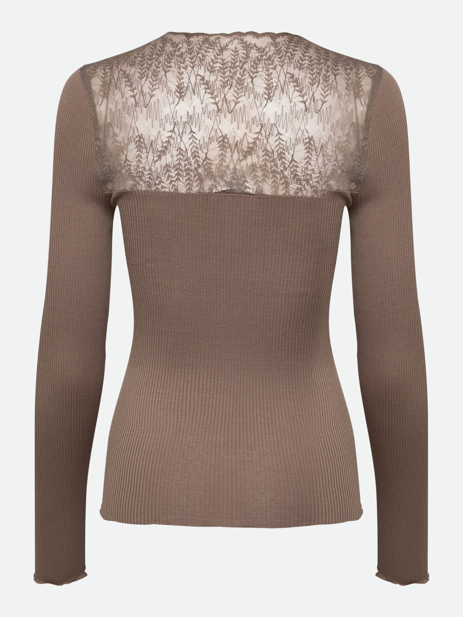 RWBeatha Silk Long Sleeve V-neck Half Lace T-shirt T-SHIRT LS Rosemunde Woman
