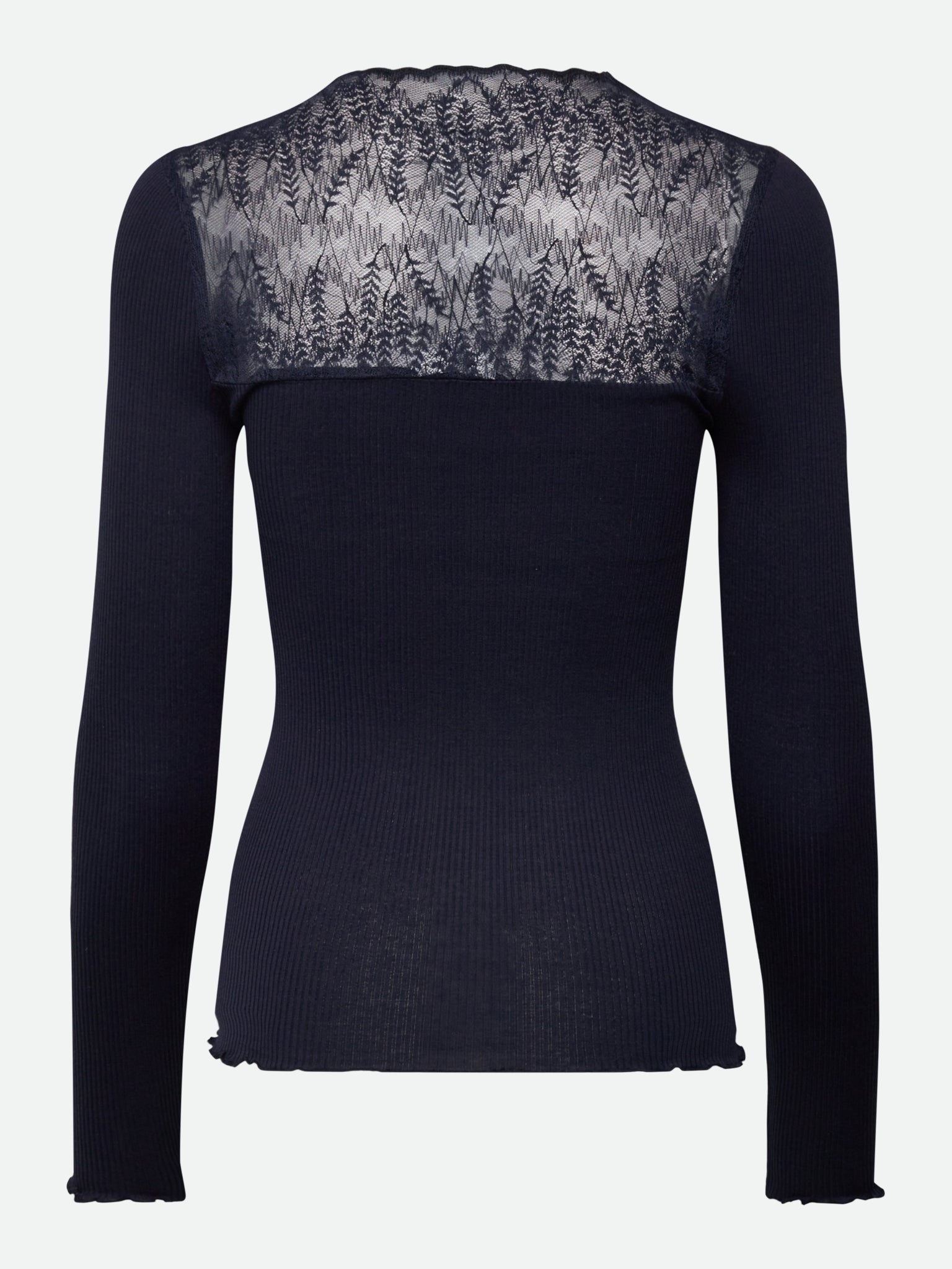RWBeatha Silk Long Sleeve V-neck Half Lace T-shirt T-SHIRT LS Rosemunde Woman