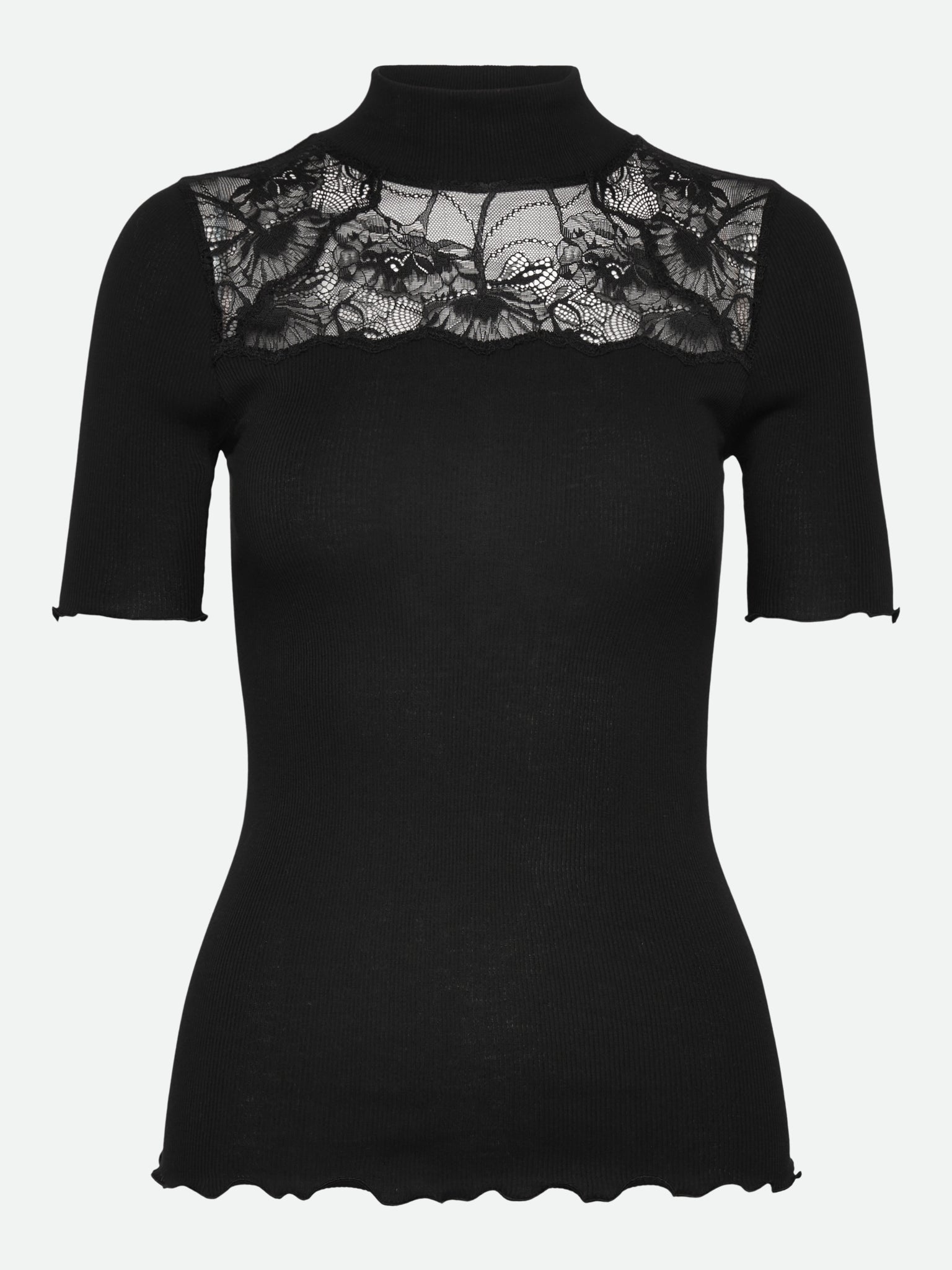 RWBernadine Organic Short Sleeve Lace T-shirt T-SHIRT SS Rosemunde Woman XS black