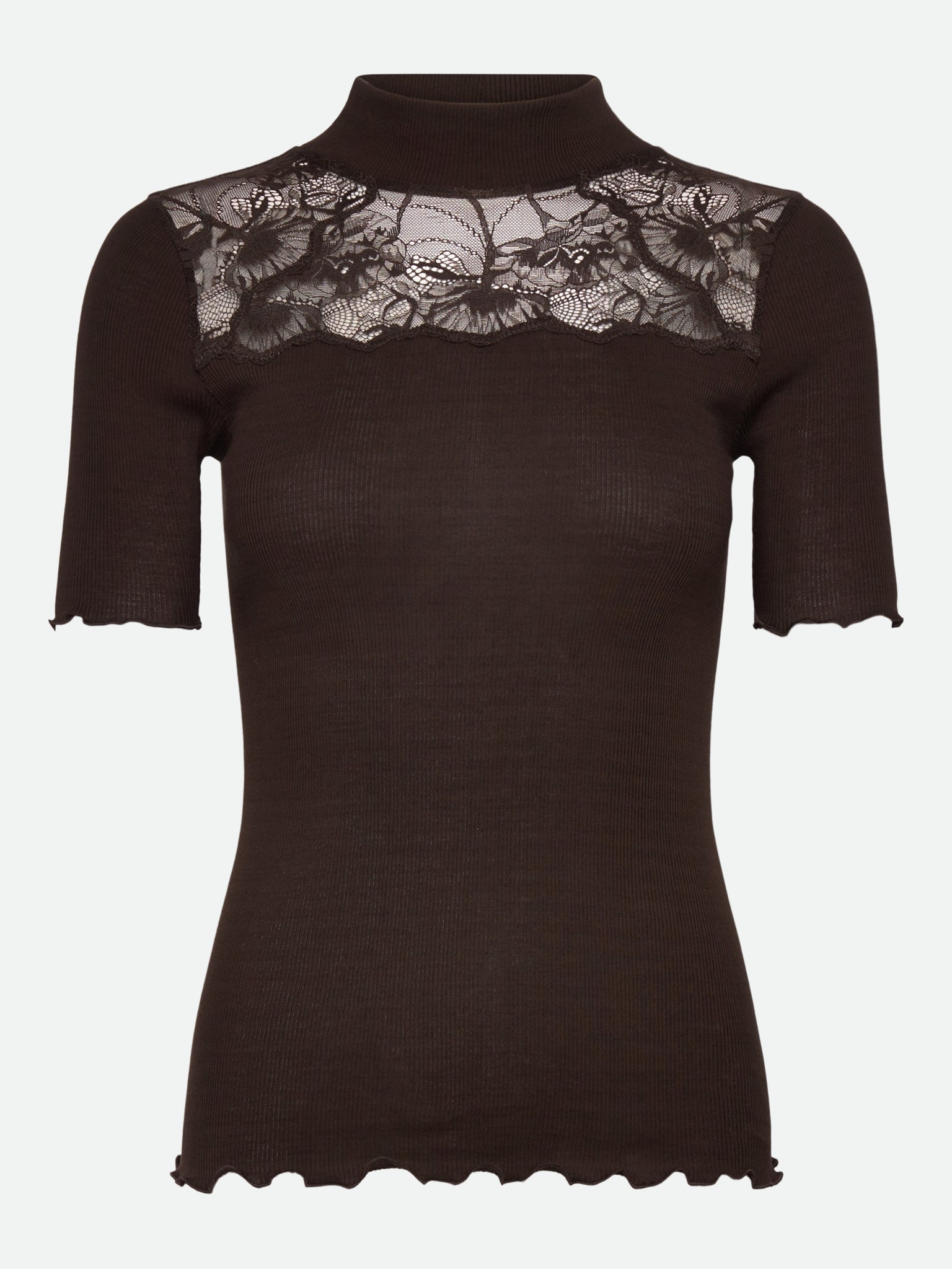RWBernadine Organic Short Sleeve Lace T-shirt T-SHIRT SS Rosemunde Woman XS mole