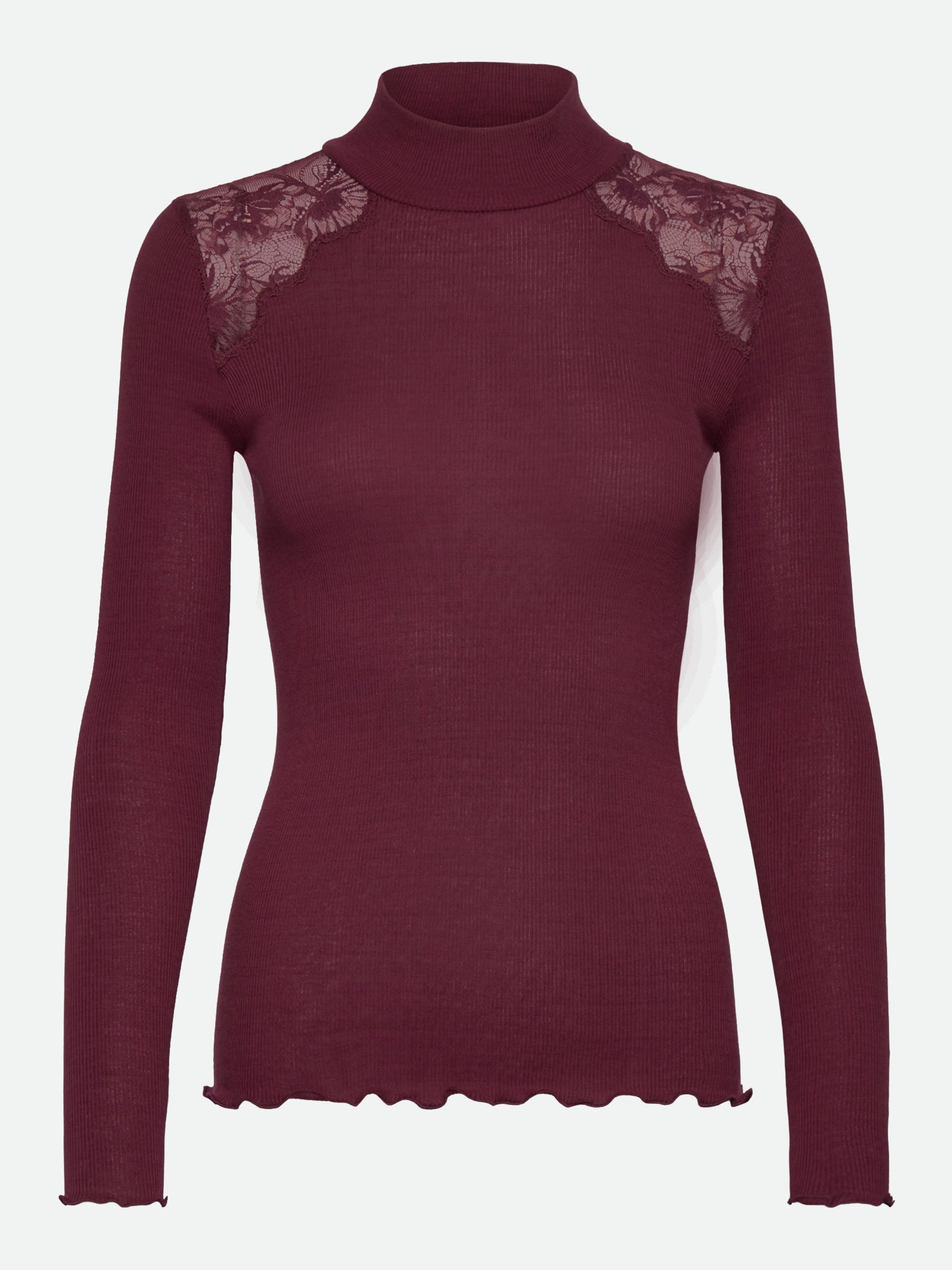 RWBernadine Organic Long Sleeve Lace T-shirt T-SHIRT LS Rosemunde Woman XS Windsor wine