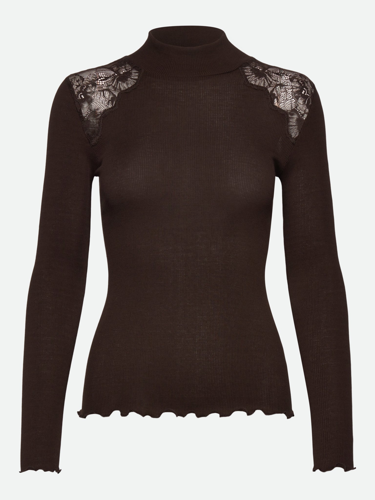 RWBernadine Organic Long Sleeve Lace T-shirt T-SHIRT LS Rosemunde Woman XS mole