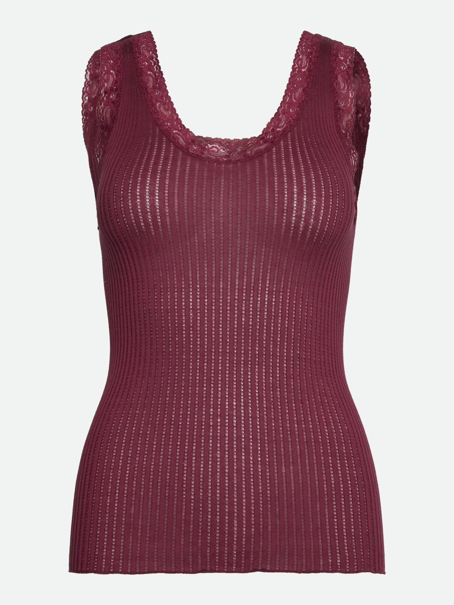 RWBelize Silk Sleeveless U-neck Lace Top TOP Rosemunde Woman XS Windsor wine