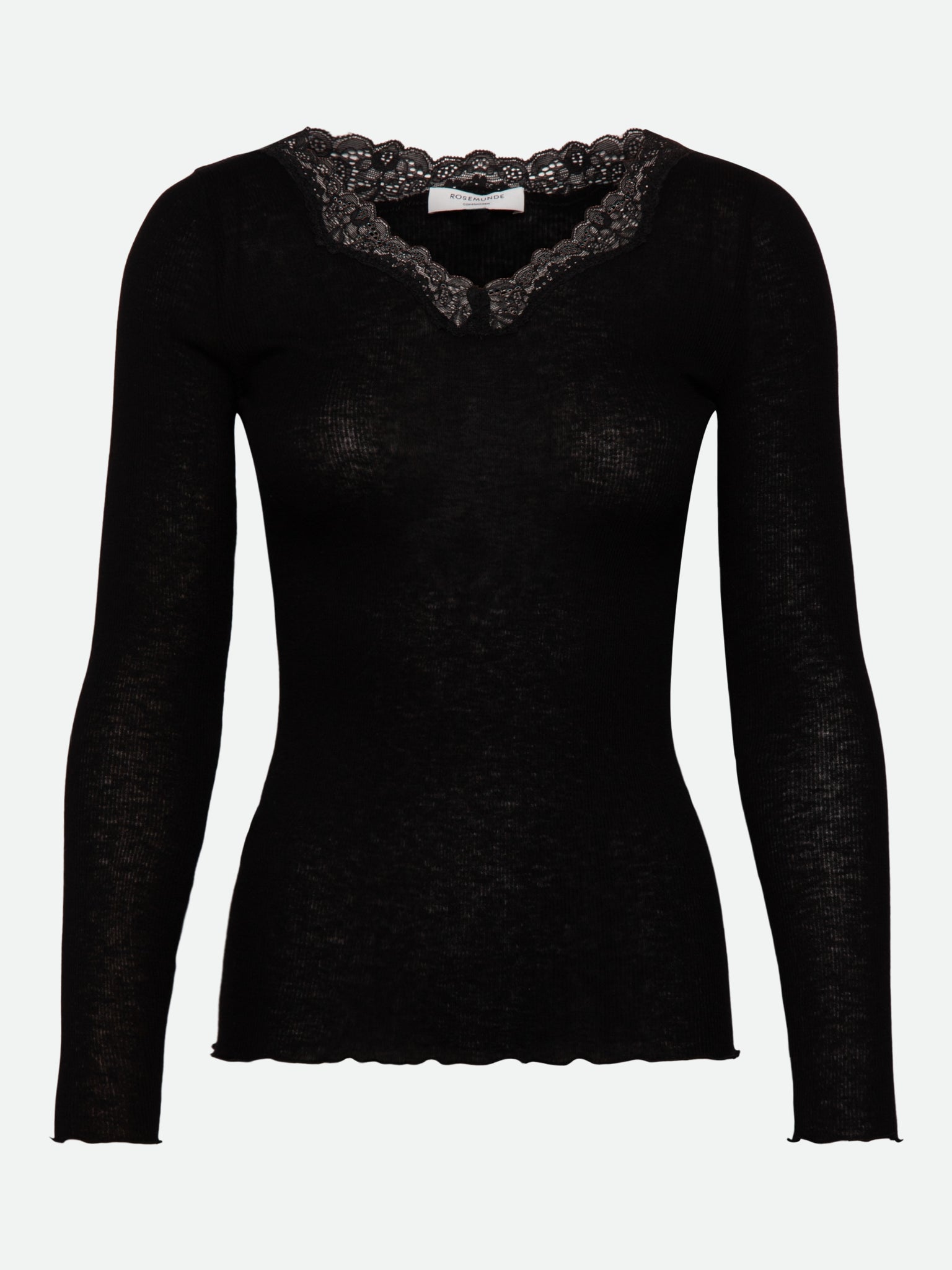 RWBurlington Wool LS V-neck Lace T-shirt T-SHIRT LS Suzhou Kingsma I/E Co., Ltd. (USD) XS black