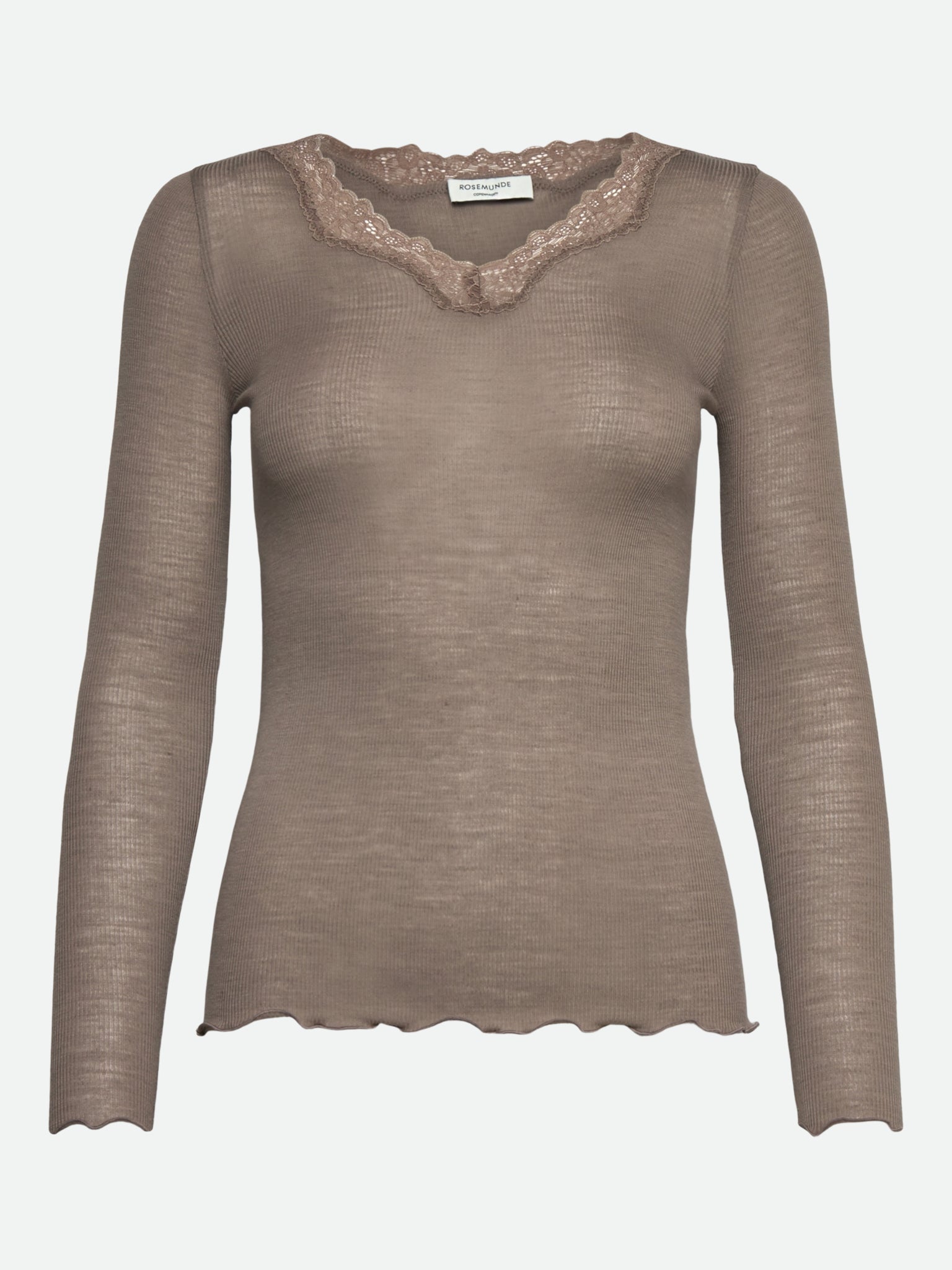 RWBurlington Wool LS V-neck Lace T-shirt T-SHIRT LS Suzhou Kingsma I/E Co., Ltd. (USD) XS walnut
